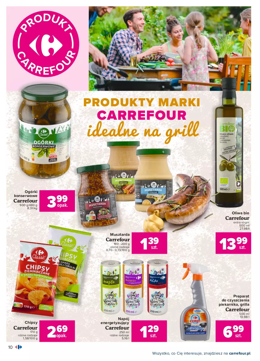 Gazetka promocyjna Carrefour - Gazetka Carrefour - ważna 28.06 do 10.07.2021 - strona 10 - produkty: Chipsy, Gin, Grill, Mus, Musztarda, Napój, Ogórki konserwowe, Piekarnik, Preparat do czyszczenia, Ser