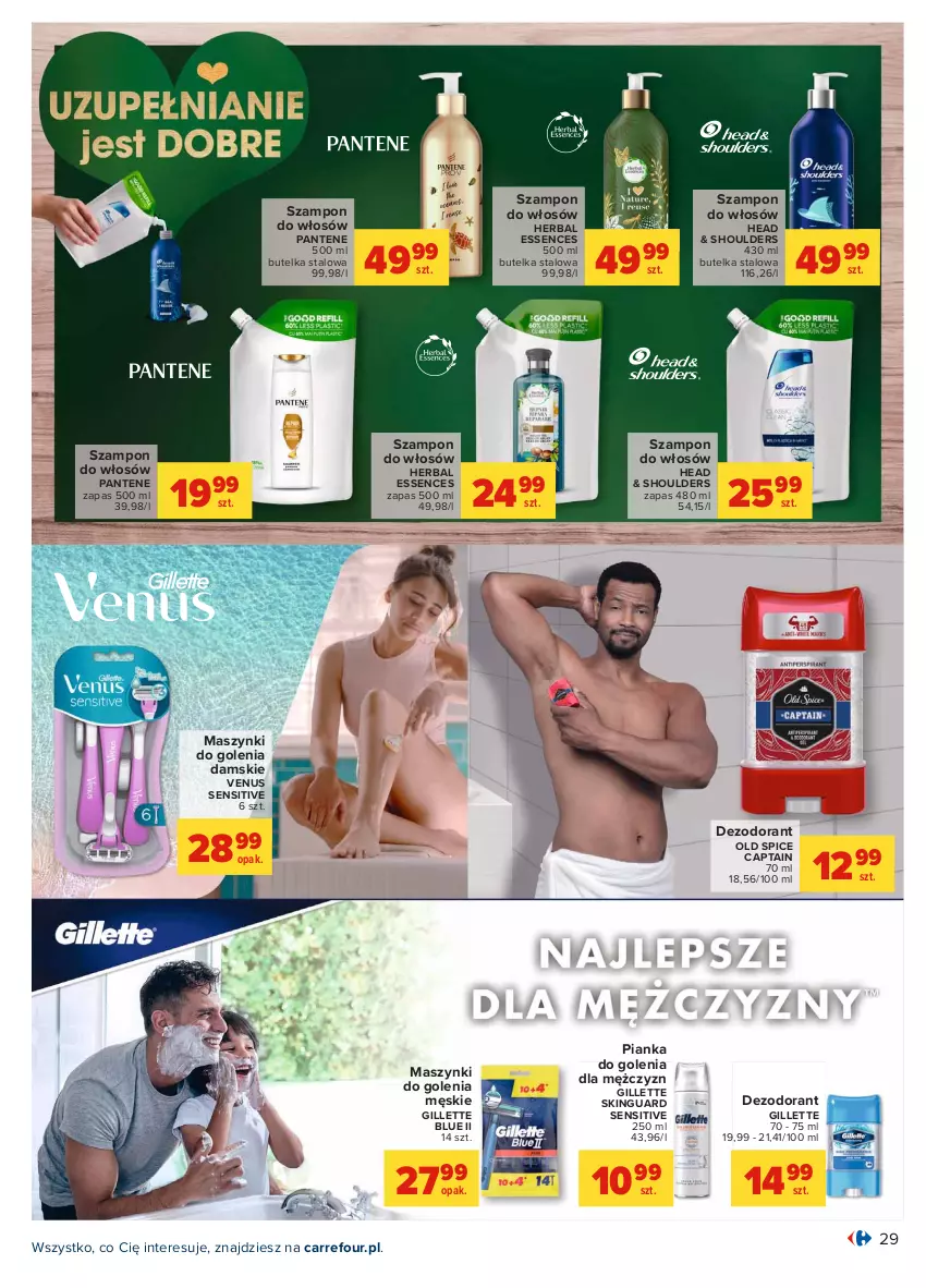 Gazetka promocyjna Carrefour - Gazetka Carrefour - ważna 28.06 do 10.07.2021 - strona 29 - produkty: Dezodorant, Gillette, Old Spice, Pantene, Pianka do golenia, Szampon, Venus