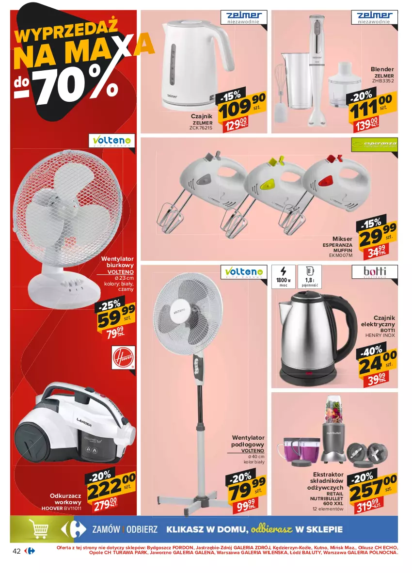 Gazetka promocyjna Carrefour - Gazetka Carrefour - ważna 28.06 do 10.07.2021 - strona 42 - produkty: Biurko, Blender, Czajnik, Czajnik elektryczny, Mikser, Odkurzacz, Ser, Traktor, Zelmer