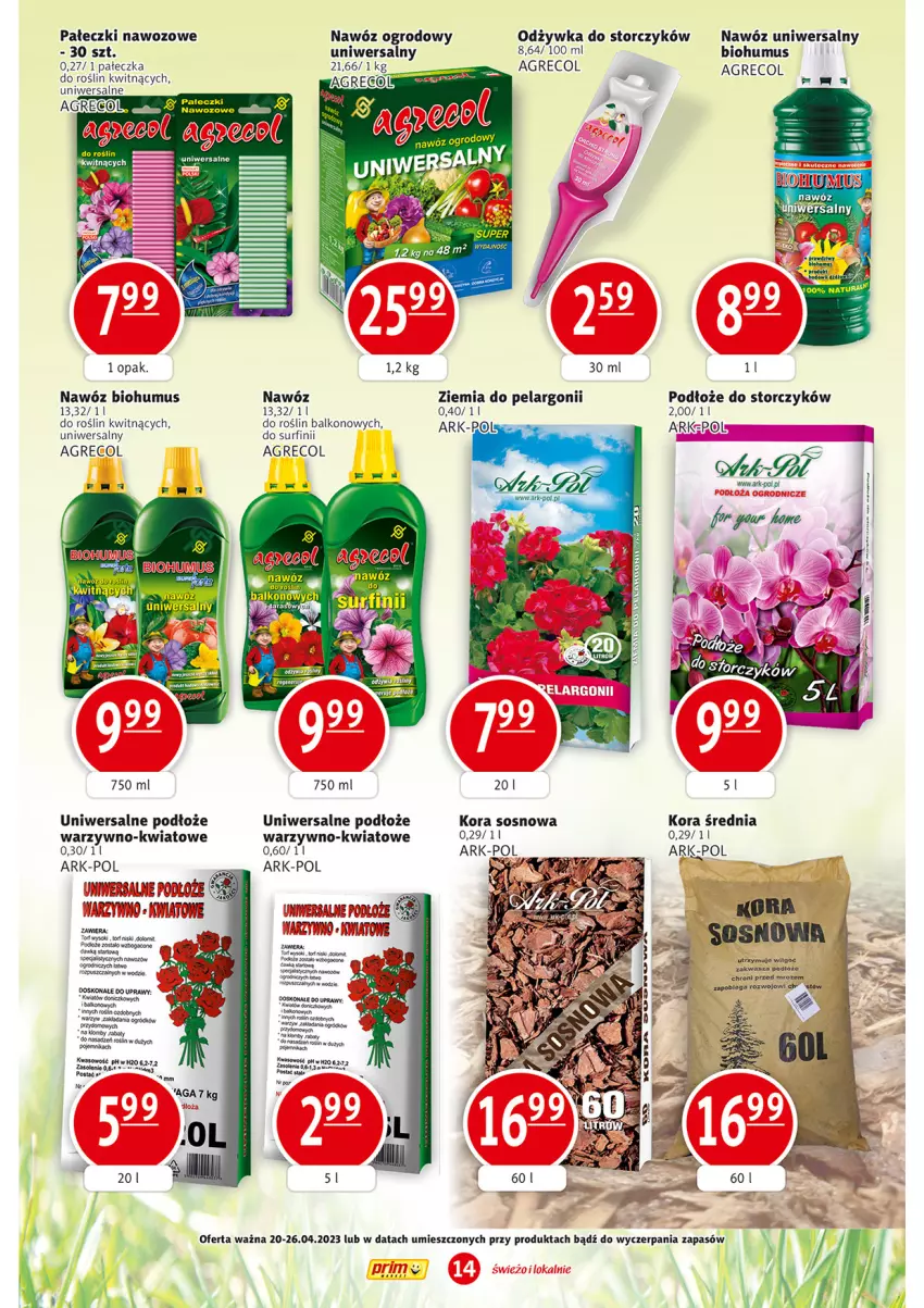Gazetka promocyjna Prim Market - ważna 20.04 do 26.04.2023 - strona 14 - produkty: Biohumus, Mus, Nawóz, Odżywka, Ogród, Por, Rum, Sos, Storczyk, Surf