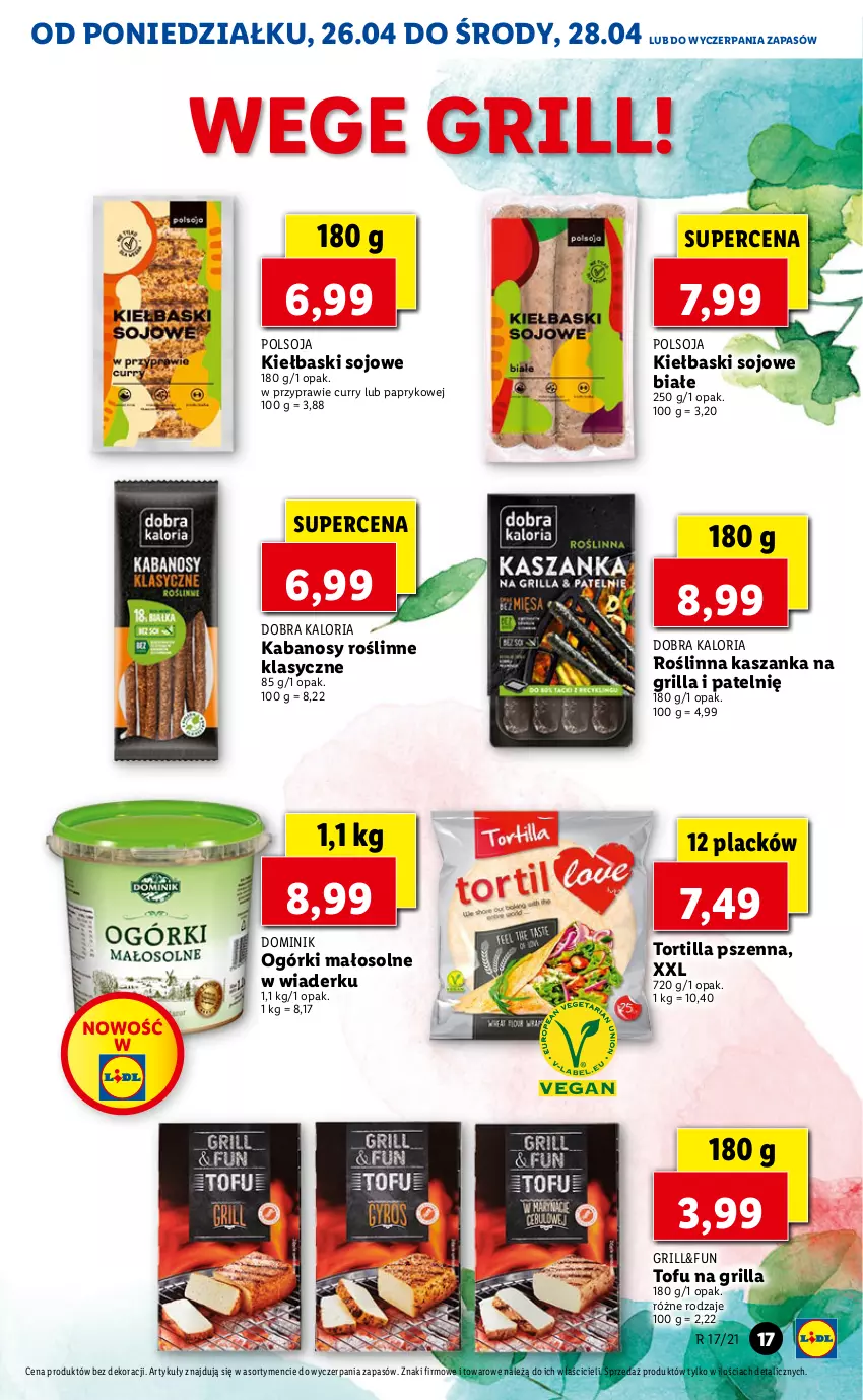Gazetka promocyjna Lidl - GAZETKA - ważna 26.04 do 28.04.2021 - strona 17 - produkty: Grill, Kabanos, Kasza, Kaszanka, Lack, Tofu, Tortilla