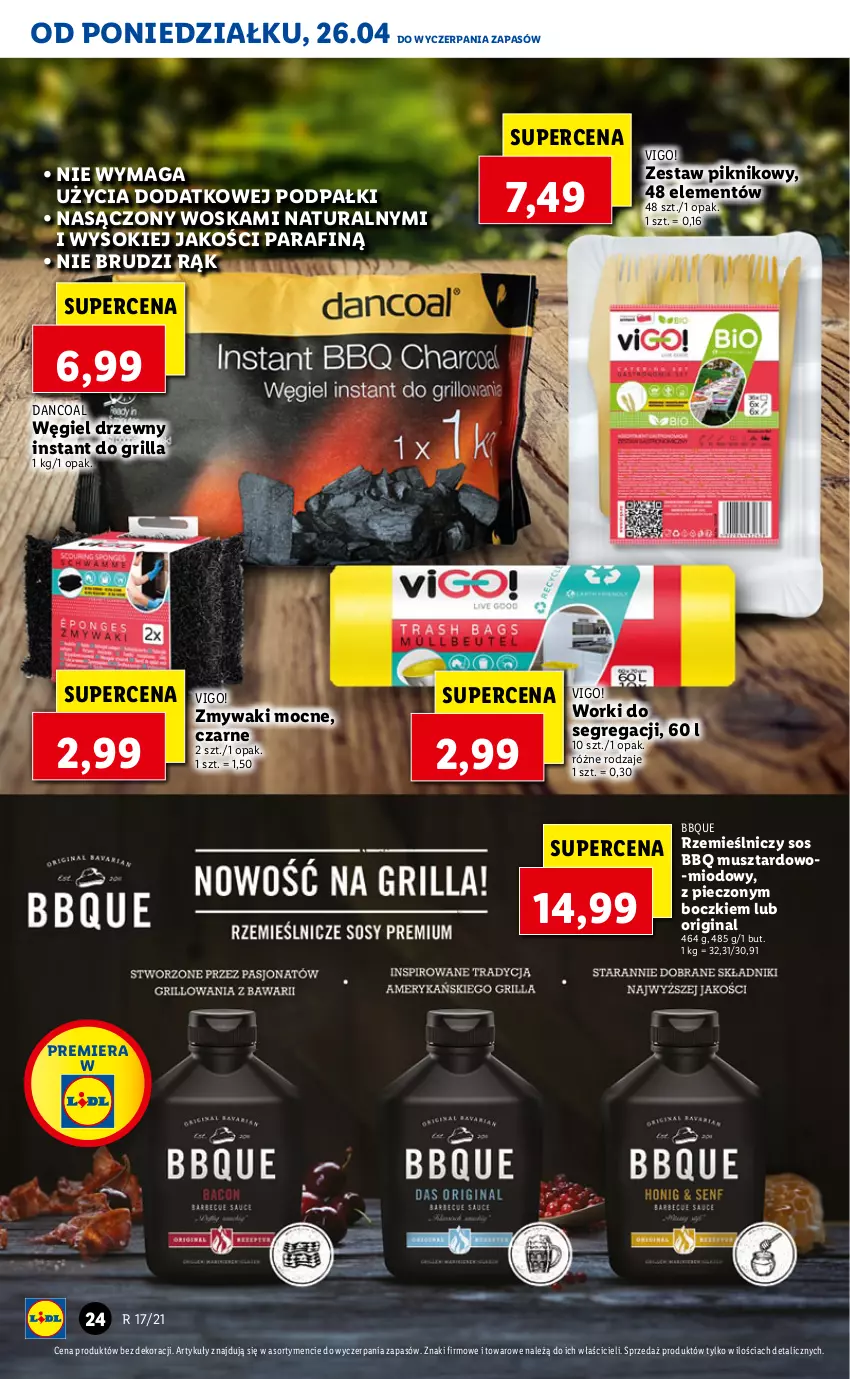 Gazetka promocyjna Lidl - GAZETKA - ważna 26.04 do 28.04.2021 - strona 24 - produkty: Gin, Grill, Mus, Piec, Sok, Sos, Węgiel drzewny