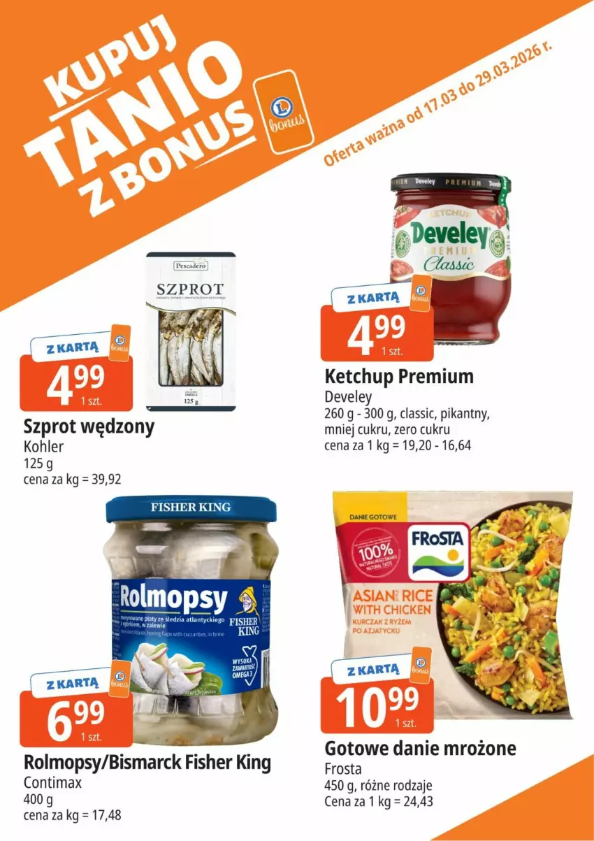 Gazetka promocyjna E Leclerc - ważna 17.03 do 29.03.2026 - strona 10 - produkty: Danie gotowe, Frosta, Ketchup, Mop, Szprot