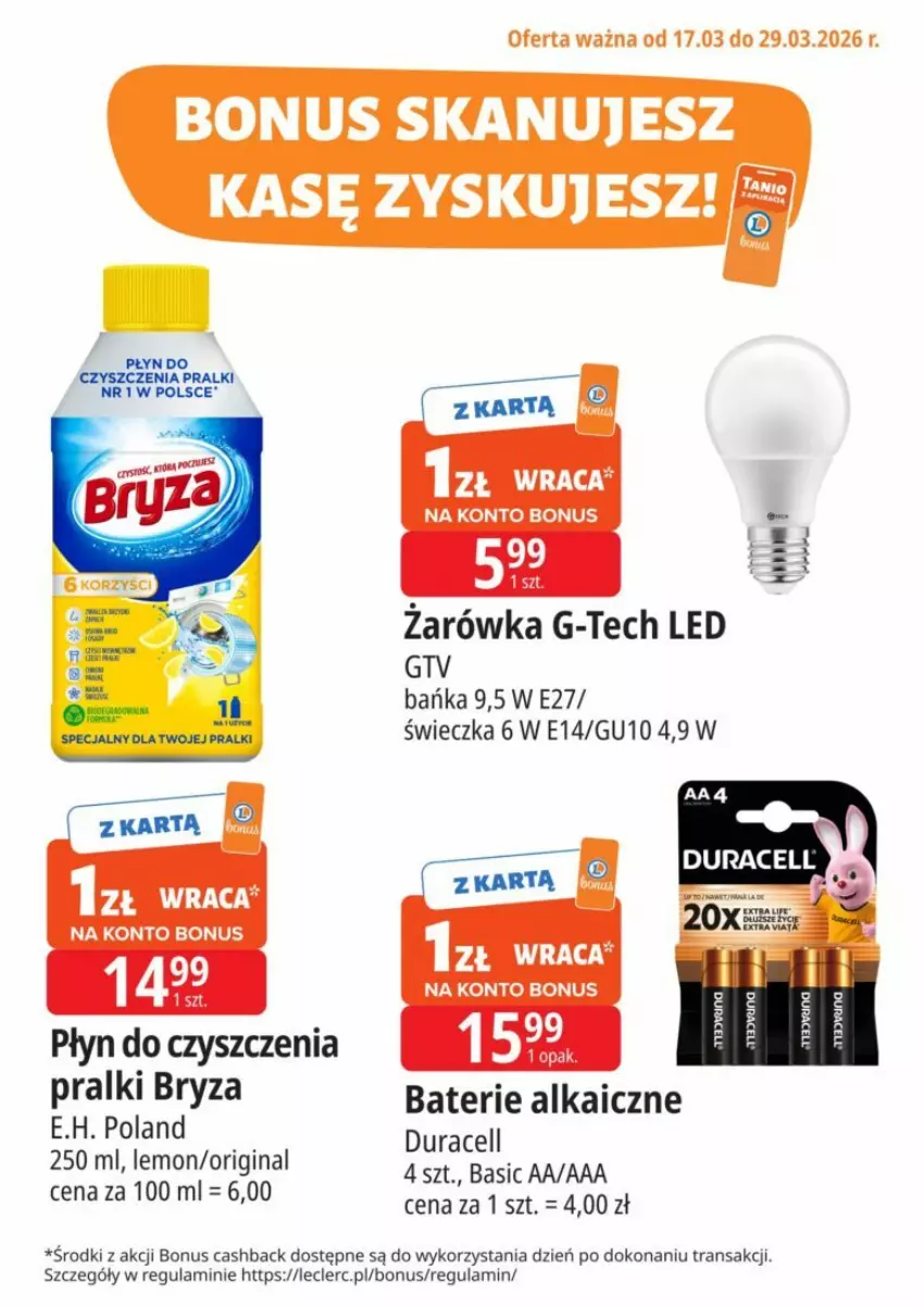 Gazetka promocyjna E Leclerc - ważna 17.03 do 29.03.2026 - strona 17 - produkty: Bryza, Duracell, Gin, Pralki, Tran