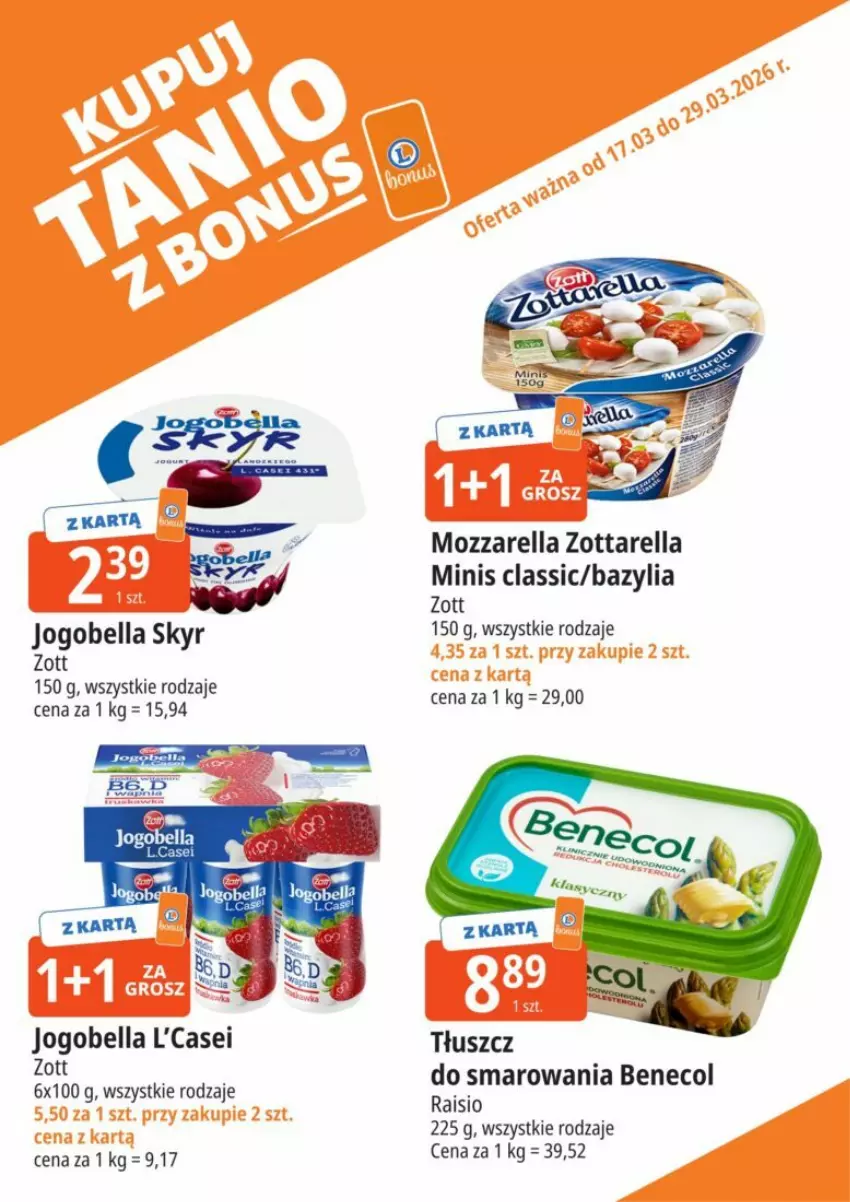 Gazetka promocyjna E Leclerc - ważna 17.03 do 29.03.2026 - strona 18 - produkty: Bazyl, Bazylia, Bell, Bella, Benecol, Jogobella, Mozzarella, Zott, Zottarella