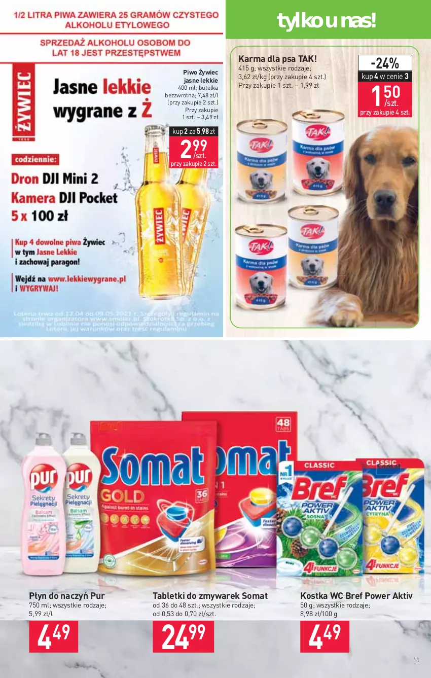 Gazetka promocyjna Stokrotka - Supermarket - ważna 15.04 do 21.04.2021 - strona 11 - produkty: Bref, Piwo, Pur, Somat, Tablet