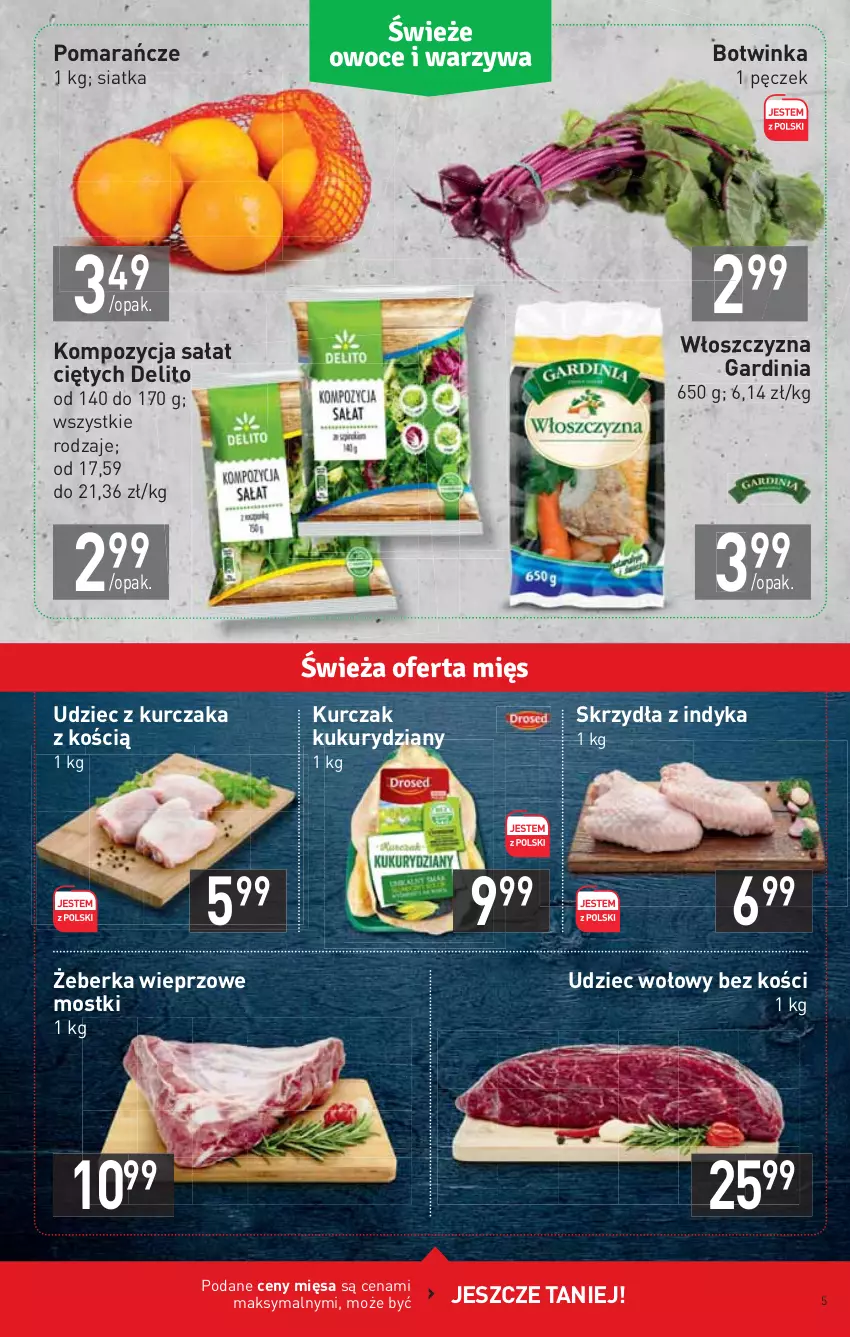 Gazetka promocyjna Stokrotka - Supermarket - ważna 15.04 do 21.04.2021 - strona 5 - produkty: Inka, Kurczak, Pomarańcze, Sałat, Siatka, Udziec wołowy