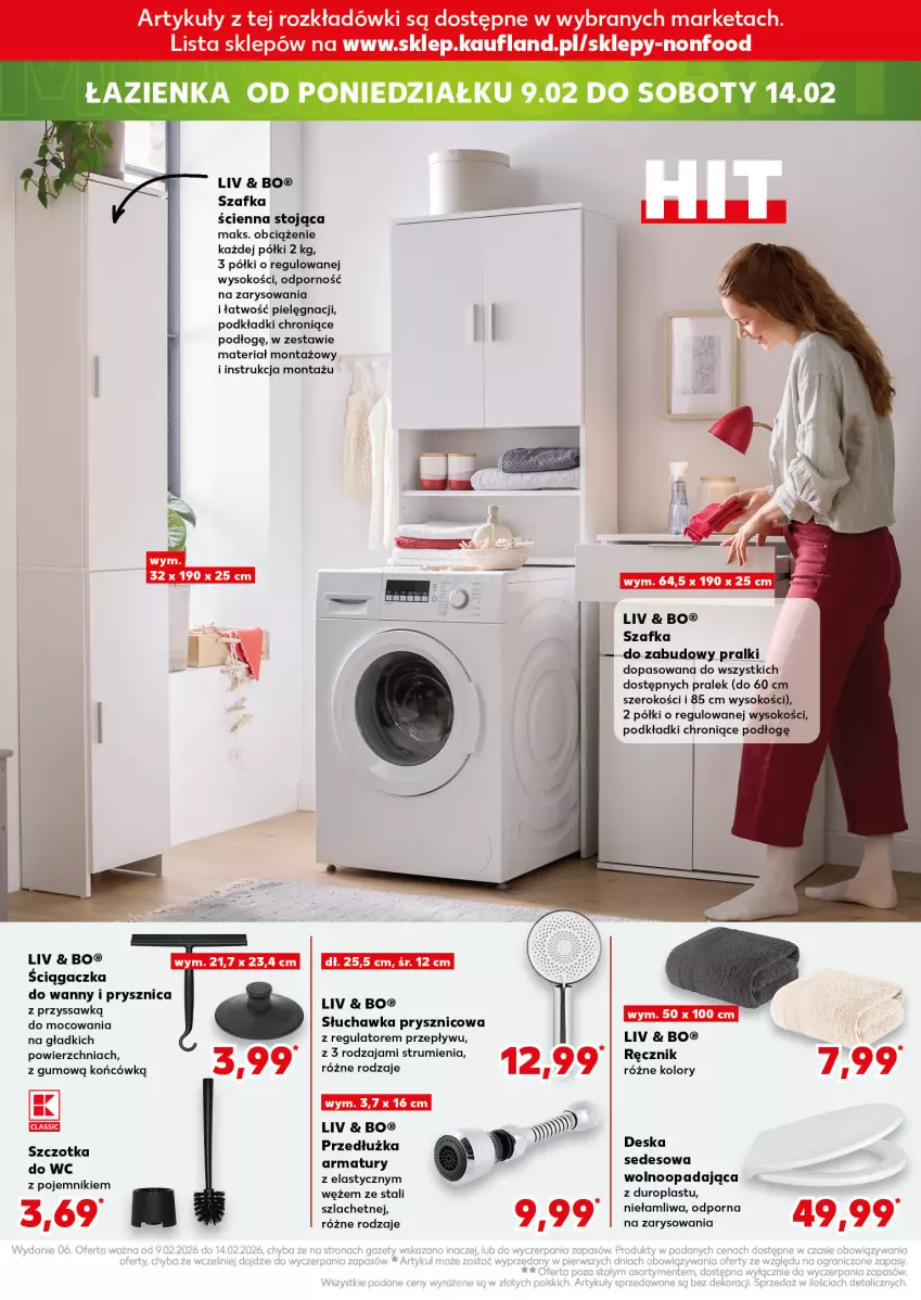 Gazetka promocyjna Kaufland - Kaufland - ważna 05.02 do 10.02.2026 - strona 18 - produkty: Podkład, Pojemnik, Por, Pralki, Ręcznik, Rum, Słuchawka prysznicowa, Sok, Szafka, Szczotka