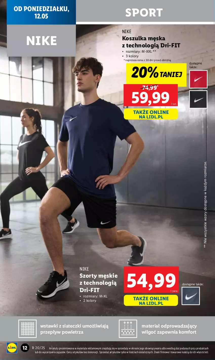 Gazetka promocyjna Lidl - GAZETKA - ważna 12.05 do 17.05.2025 - strona 12 - produkty: Kosz, Koszulka, LG, Nike, Por, Sport, Szorty
