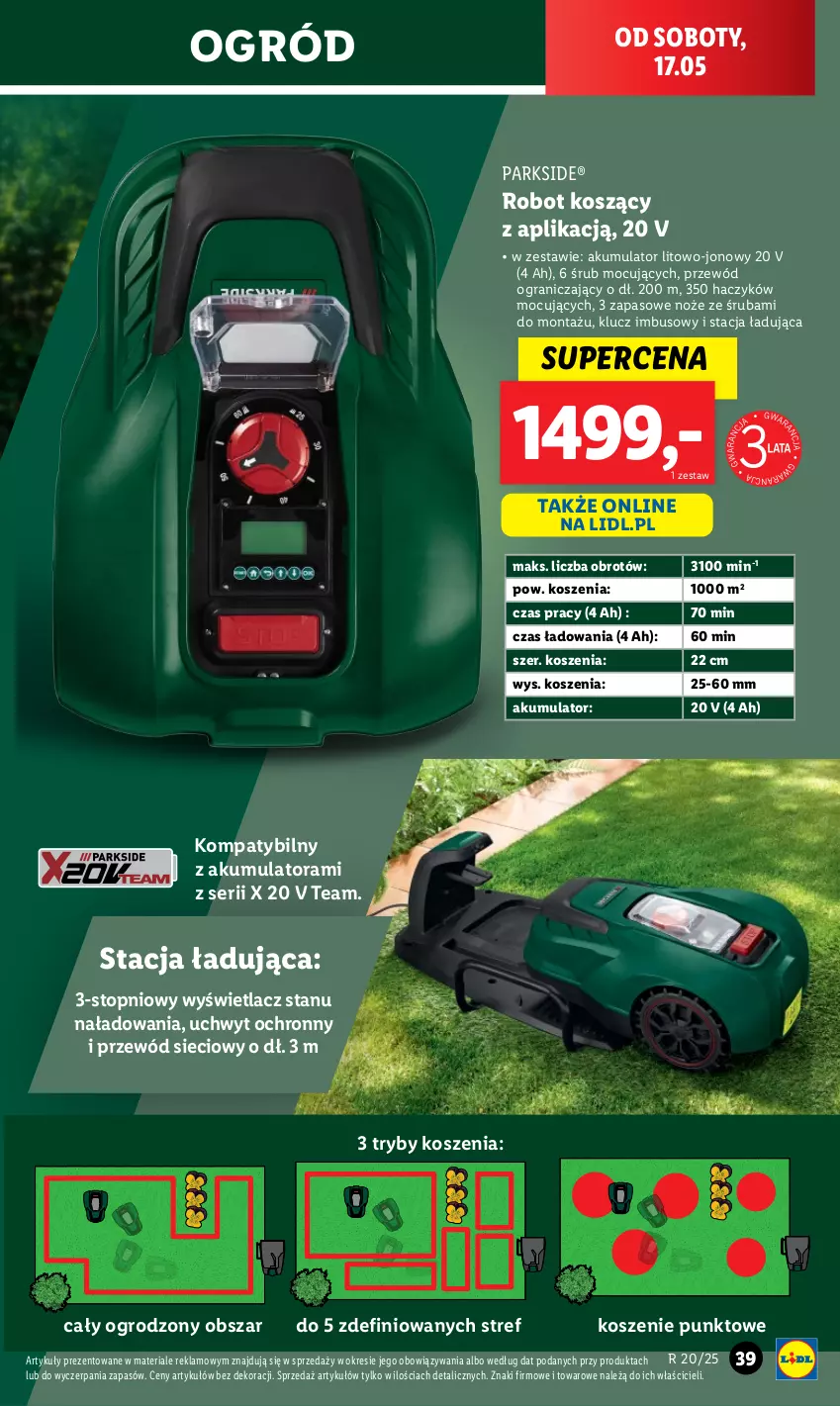 Gazetka promocyjna Lidl - GAZETKA - ważna 12.05 do 17.05.2025 - strona 49 - produkty: Akumulator, Gra, Haczyk, Kosz, Noż, Ogród, Parkside, Przewód, Robot, Ser, Top