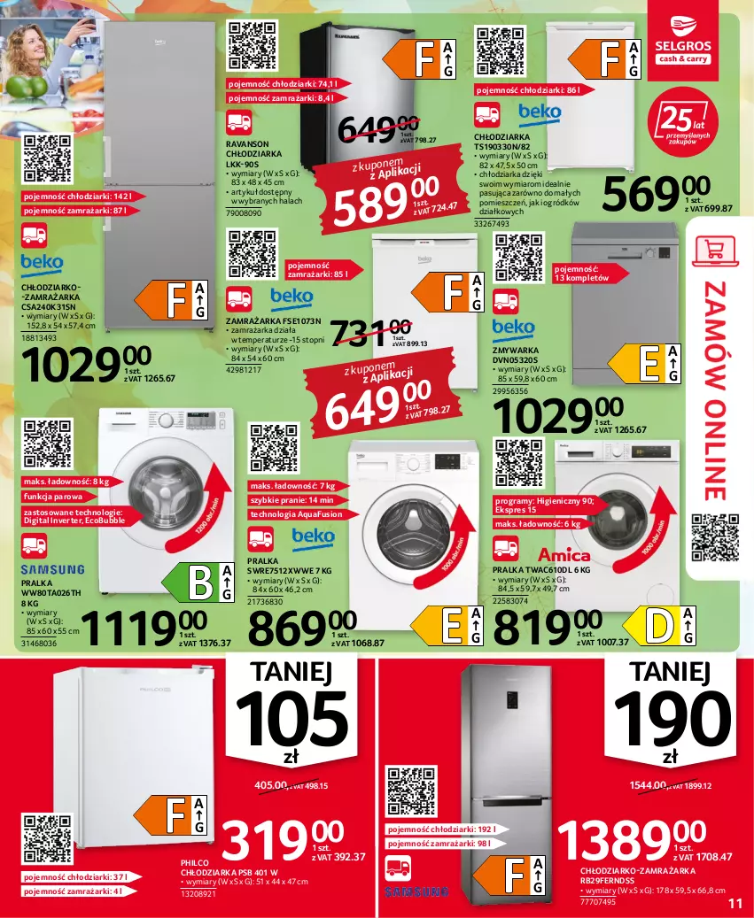 Gazetka promocyjna Selgros - Oferta przemysłowa - ważna 22.09 do 05.10.2022 - strona 11 - produkty: Chłodziarka, Fusion, Gra, Ogród, Pralka, PSB, Top, Warka, Zamrażarka, Zmywarka