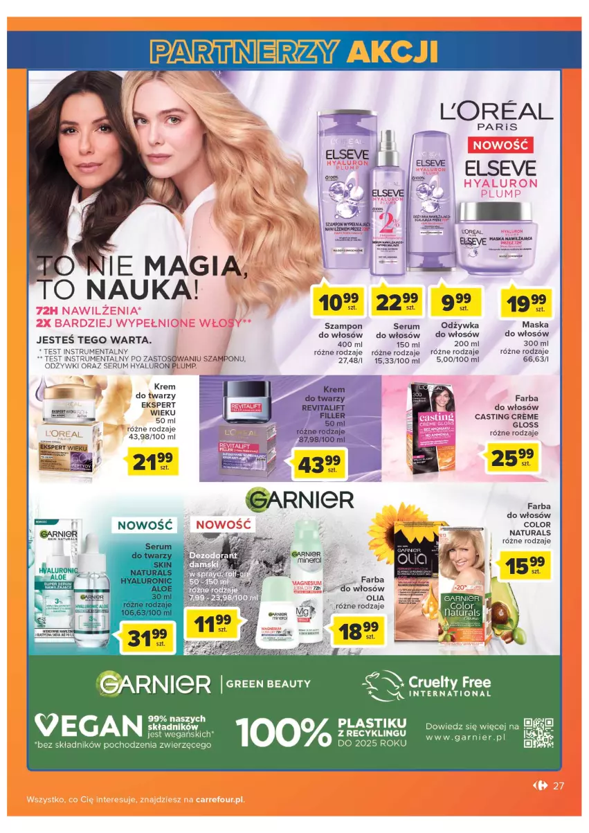 Gazetka promocyjna Carrefour - Gazetka Carrefour - ważna 05.07 do 30.07.2022 - strona 27 - produkty: Fa, Garnier, Odżywka, Rum, Ser, Serum, Szampon