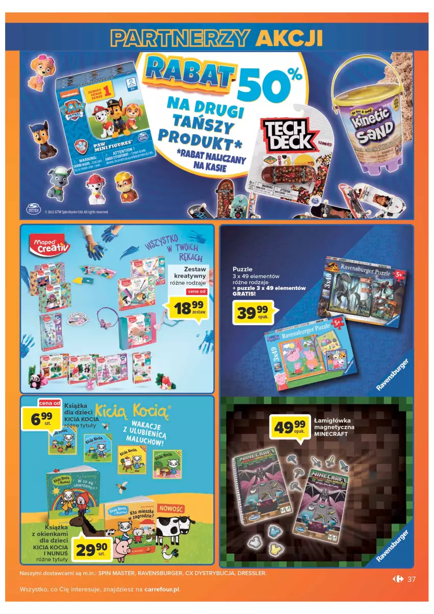 Gazetka promocyjna Carrefour - Gazetka Carrefour - ważna 05.07 do 30.07.2022 - strona 37 - produkty: Burger, Dres, Dzieci, Gra, Koc, Książka, Minecraft, Puzzle, Ravensburger