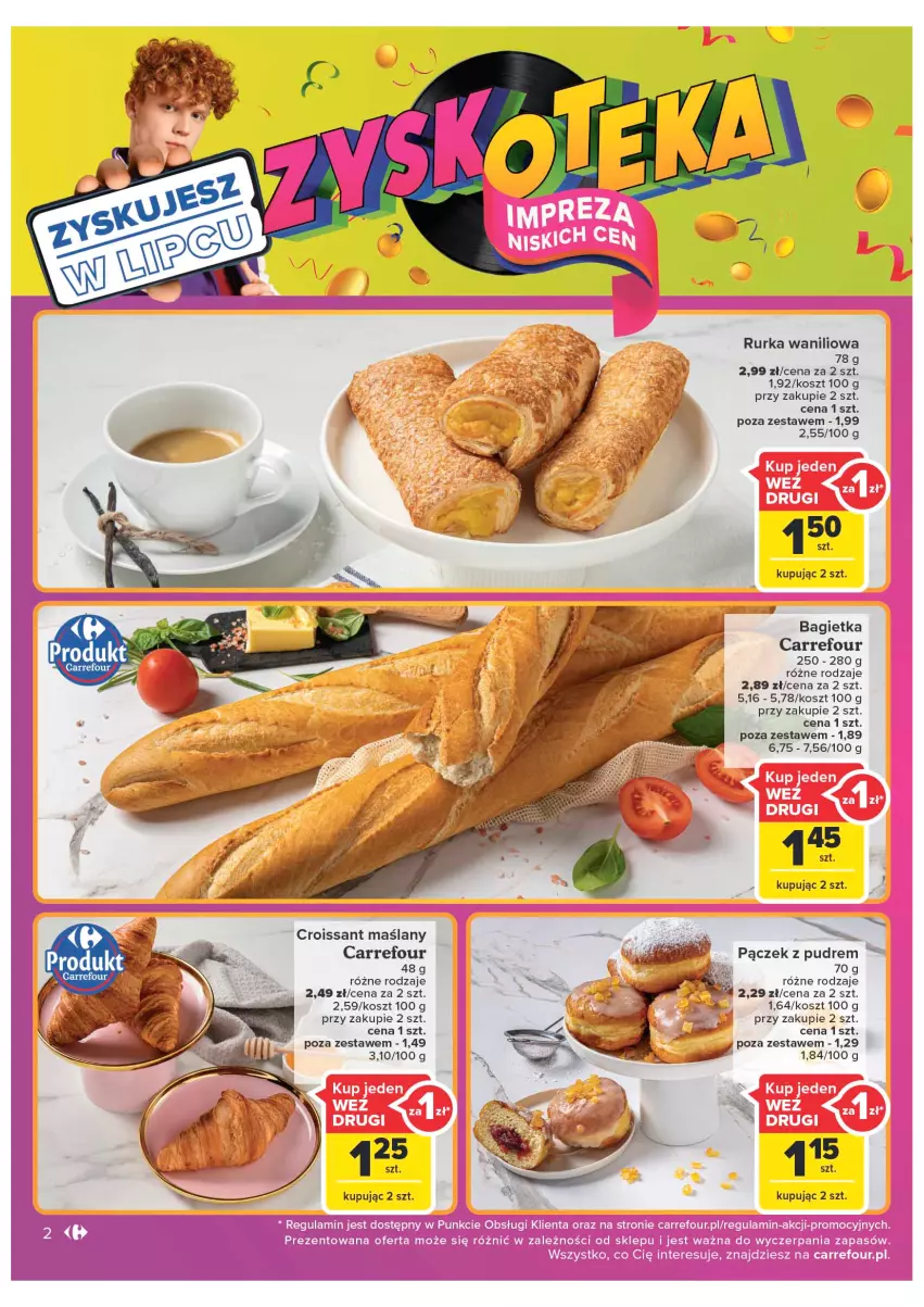 Gazetka promocyjna Carrefour - Gazetka Market Zyskoteka - ważna 19.07 do 30.07.2022 - strona 2 - produkty: Bagietka, Croissant, Kosz, Pączek