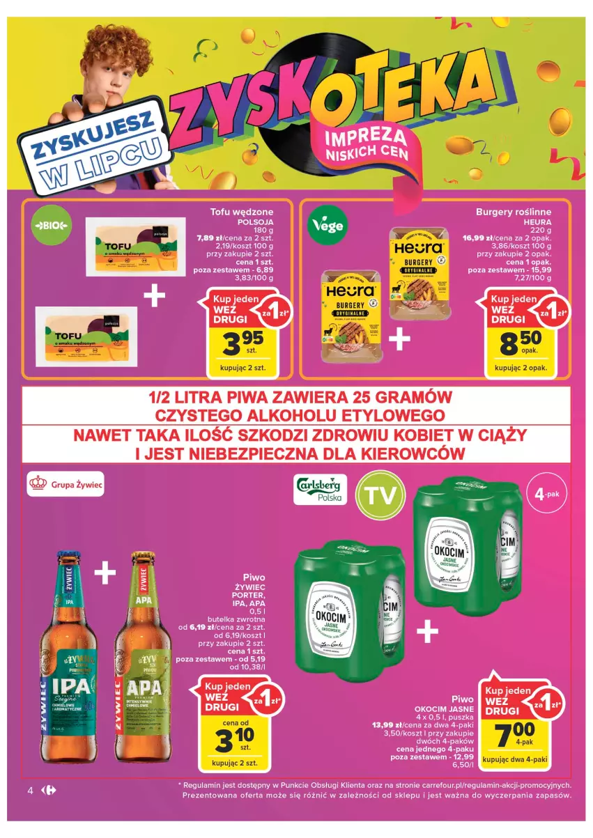 Gazetka promocyjna Carrefour - Gazetka Market Zyskoteka - ważna 19.07 do 30.07.2022 - strona 4 - produkty: Burger, Gin, Koc, Okocim