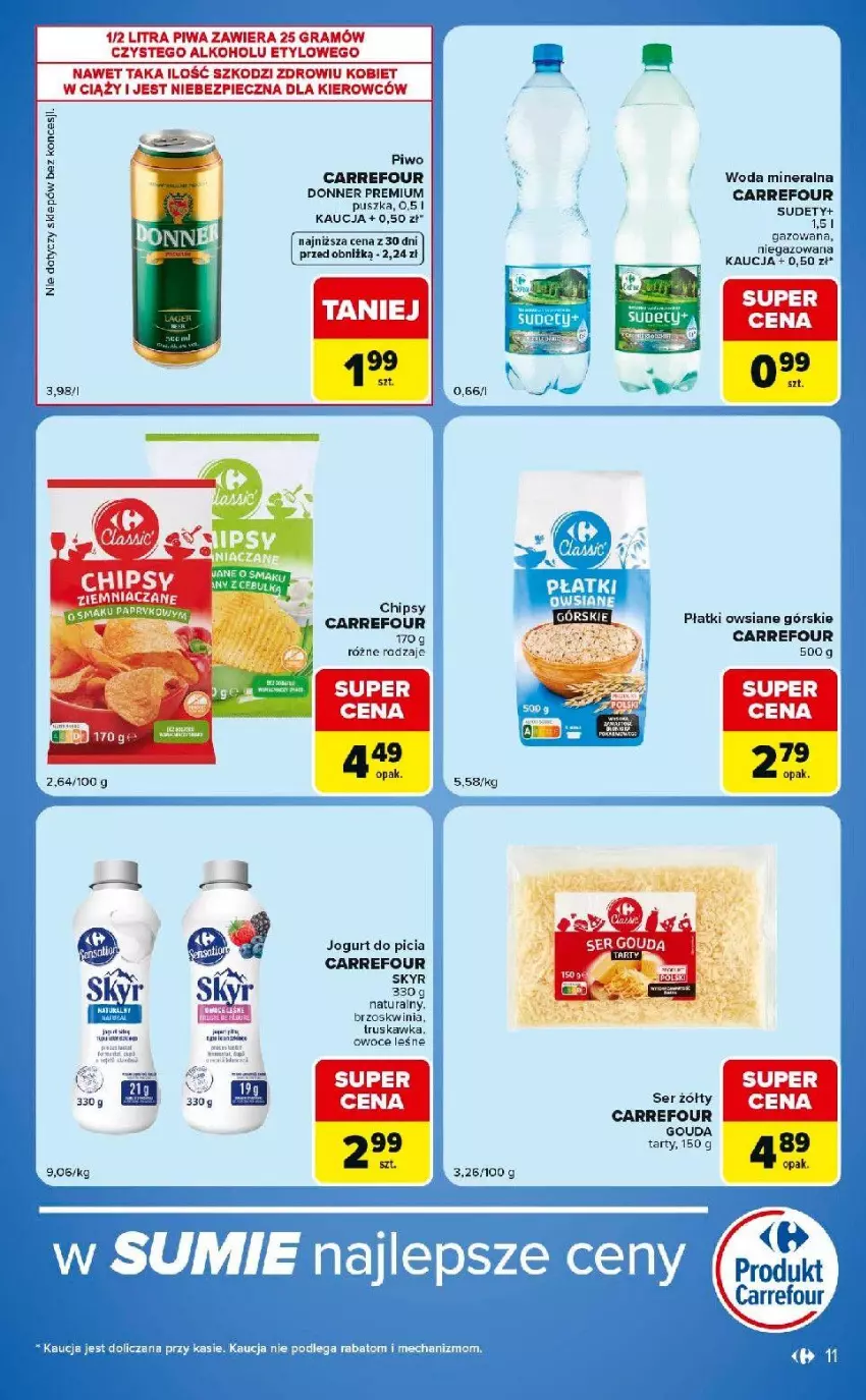 Gazetka promocyjna Carrefour - Gazetka Market w SUMIE ekspresowe zakupy - ważna 25.08 do 31.08.2026 - strona 11 - produkty: Chipsy, Fa, Gouda, Gra, Jogurt, Owoce, Piec, Piwa, Piwo, Płatki owsiane, Ser