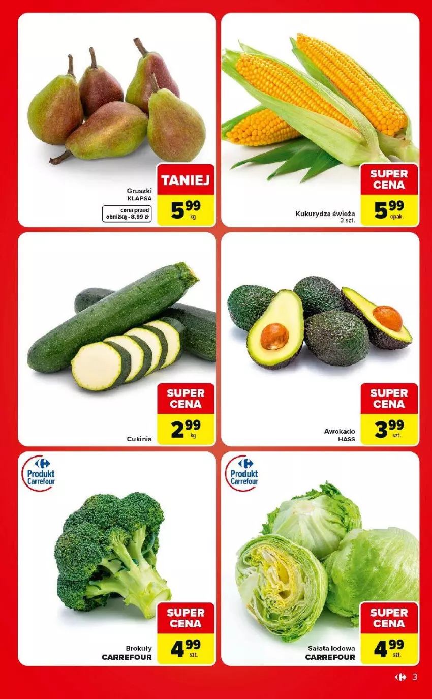 Gazetka promocyjna Carrefour - Gazetka Market w SUMIE ekspresowe zakupy - ważna 25.08 do 31.08.2026 - strona 3 - produkty: Brokuły, Gruszki, Kukurydza, Sałat, Sałata lodowa