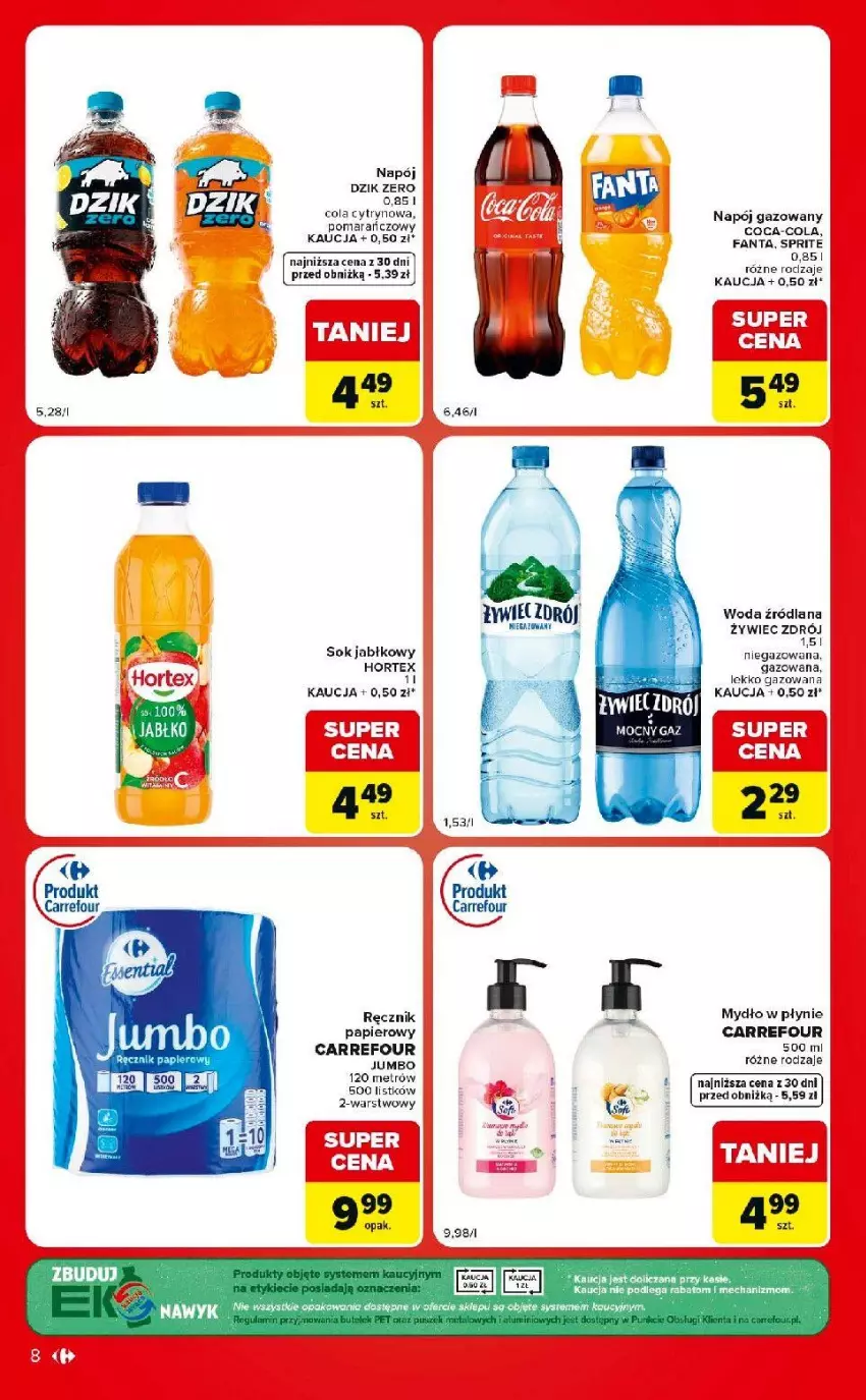 Gazetka promocyjna Carrefour - Gazetka Market w SUMIE ekspresowe zakupy - ważna 25.08 do 31.08.2026 - strona 8 - produkty: Fa, Fanta, Hortex, LANA, LG, Mydło, Mydło w płynie, Napój, Papier, Ręcznik, Sok, Sok jabłkowy, Sprite, Woda