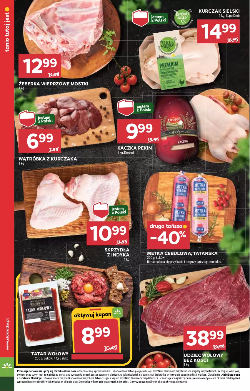 Gazetka promocyjna Stokrotka - Supermarket - ważna 08.05 do 14.05.2025 - strona 10 - produkty: Kaczka, Kurczak, Mięso, Owoce, Tatar wołowy, Udziec wołowy, Warzywa