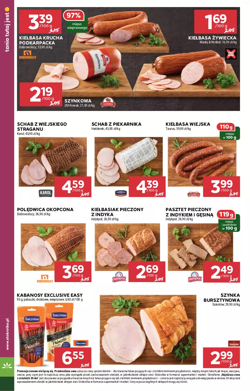 Gazetka promocyjna Stokrotka - Supermarket - ważna 08.05 do 14.05.2025 - strona 12 - produkty: Basia, Bursztyn, Kabanos, Karp, Kiełbasa, Kiełbasa krucha, Kiełbasa wiejska, Mięso, NOWAK, Owoce, Pasztet, Piec, Piekarnik, Polędwica, Sok, Sokołów, Szynka, Warzywa