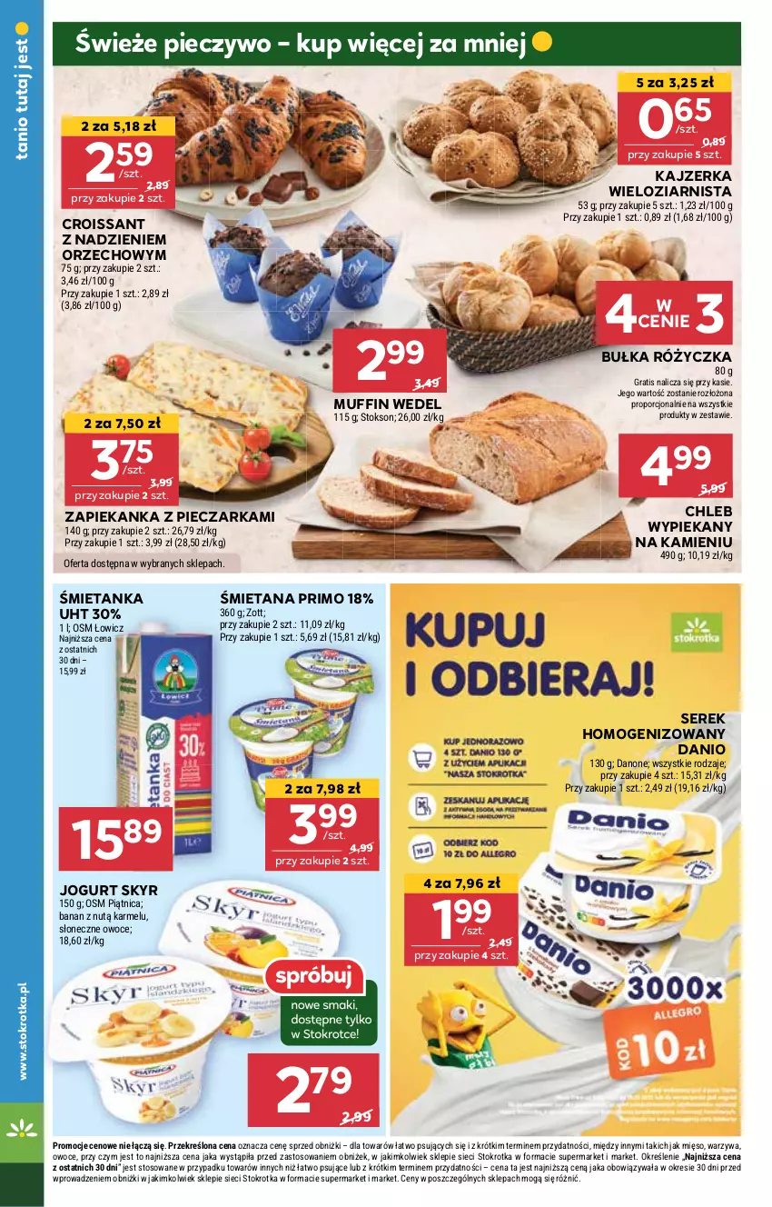 Gazetka promocyjna Stokrotka - Supermarket - ważna 08.05 do 14.05.2025 - strona 14 - produkty: Bułka, Chleb, Croissant, Danio, Danone, Gra, Jogurt, Kajzerka, Mięso, Owoce, Piątnica, Piec, Pieczarka, Pieczywo, Por, Ser, Serek, Serek homogenizowany, Warzywa, Zapiekanka, Zott