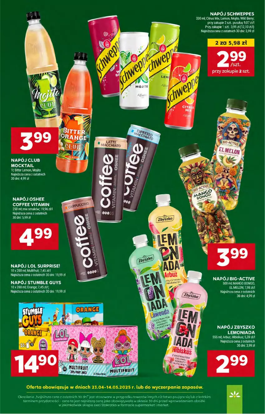 Gazetka promocyjna Stokrotka - Supermarket - ważna 08.05 do 14.05.2025 - strona 33 - produkty: Arbuz, Cytryny, Fa, Hibiskus, Lemoniada, Mango, Melon, Napój, Oshee, Por, Schweppes