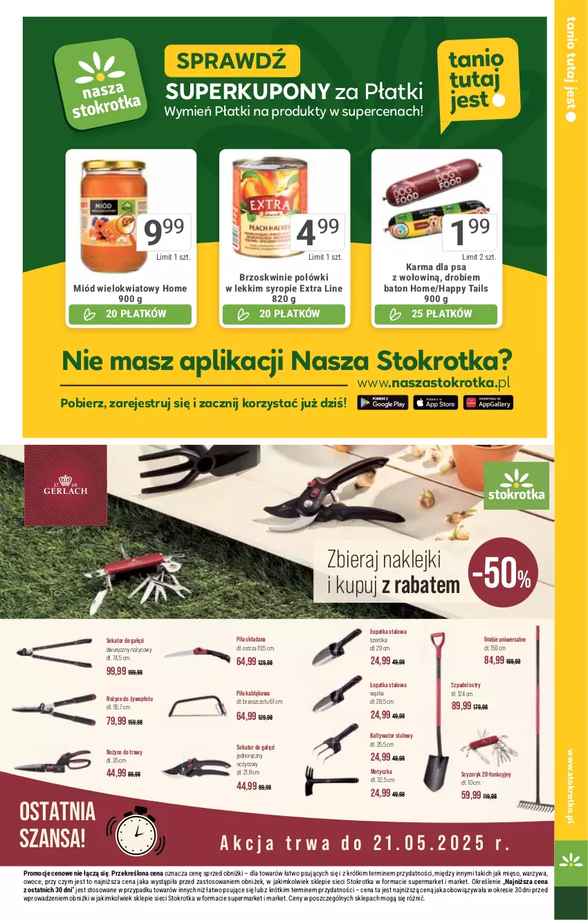 Gazetka promocyjna Stokrotka - Supermarket - ważna 08.05 do 14.05.2025 - strona 5 - produkty: Baton, Brzoskwinie, Gra, Klej, Mięso, Miód, Noż, Nożyce, Owoce, Sekator, Syrop, Warzywa