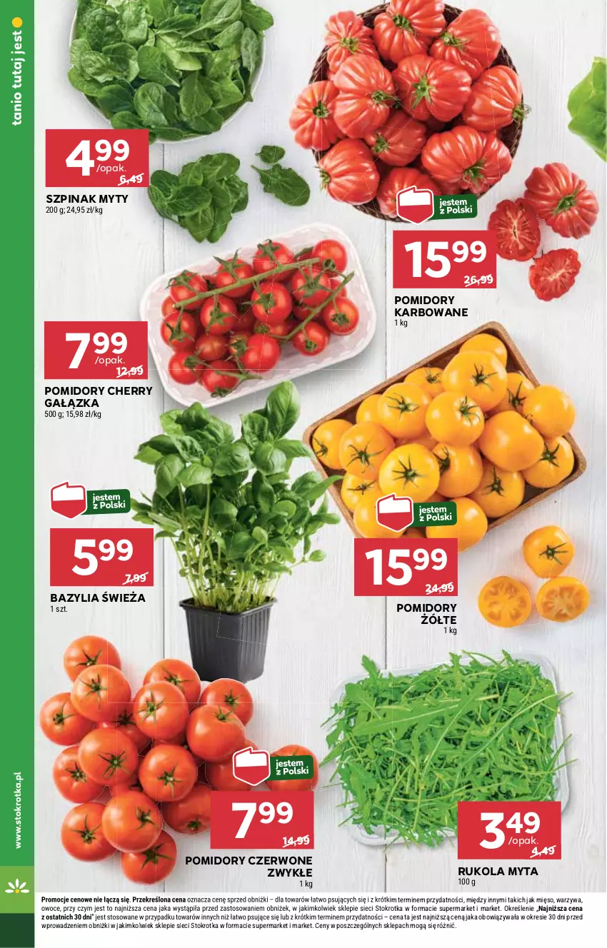 Gazetka promocyjna Stokrotka - Supermarket - ważna 08.05 do 14.05.2025 - strona 8 - produkty: Bazyl, Bazylia, Mięso, Owoce, Pomidory, Rukola, Szpinak, Warzywa