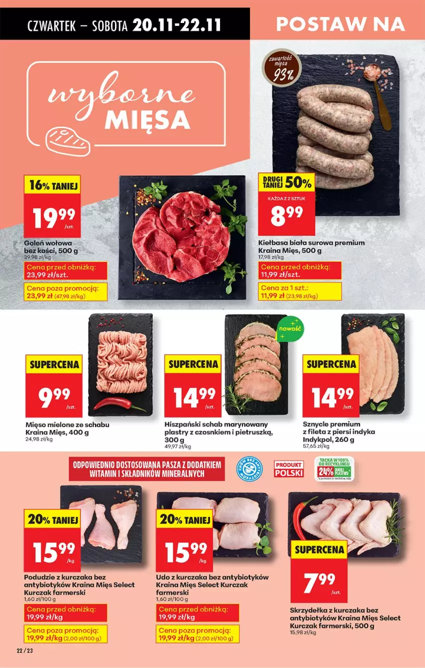 Gazetka promocyjna Biedronka - Od Czwartku - ważna 20.11 do 26.11.2025 - strona 26 - produkty: Fa, Kiełbasa, Kiełbasa biała, Kurczak, Mięso, Mięso mielone, Podudzie z kurczaka, Skrzydełka z kurczaka, Udo z kurczaka