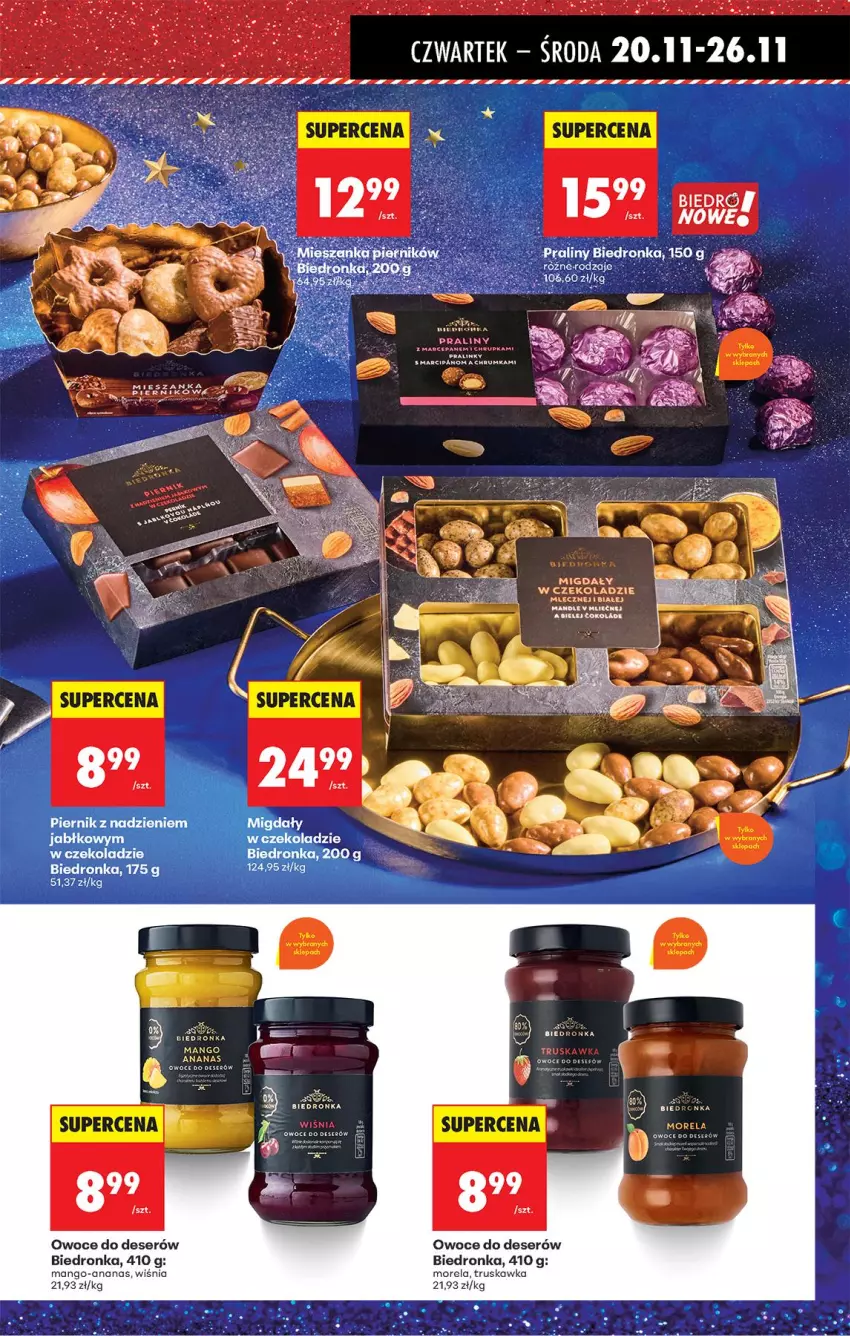 Gazetka promocyjna Biedronka - Od Czwartku - ważna 20.11 do 26.11.2025 - strona 37 - produkty: Ananas, Deser, LG, Mango, Migdały, Migdały w czekoladzie, Morela, Owoce, Piernik, Rum, Ser
