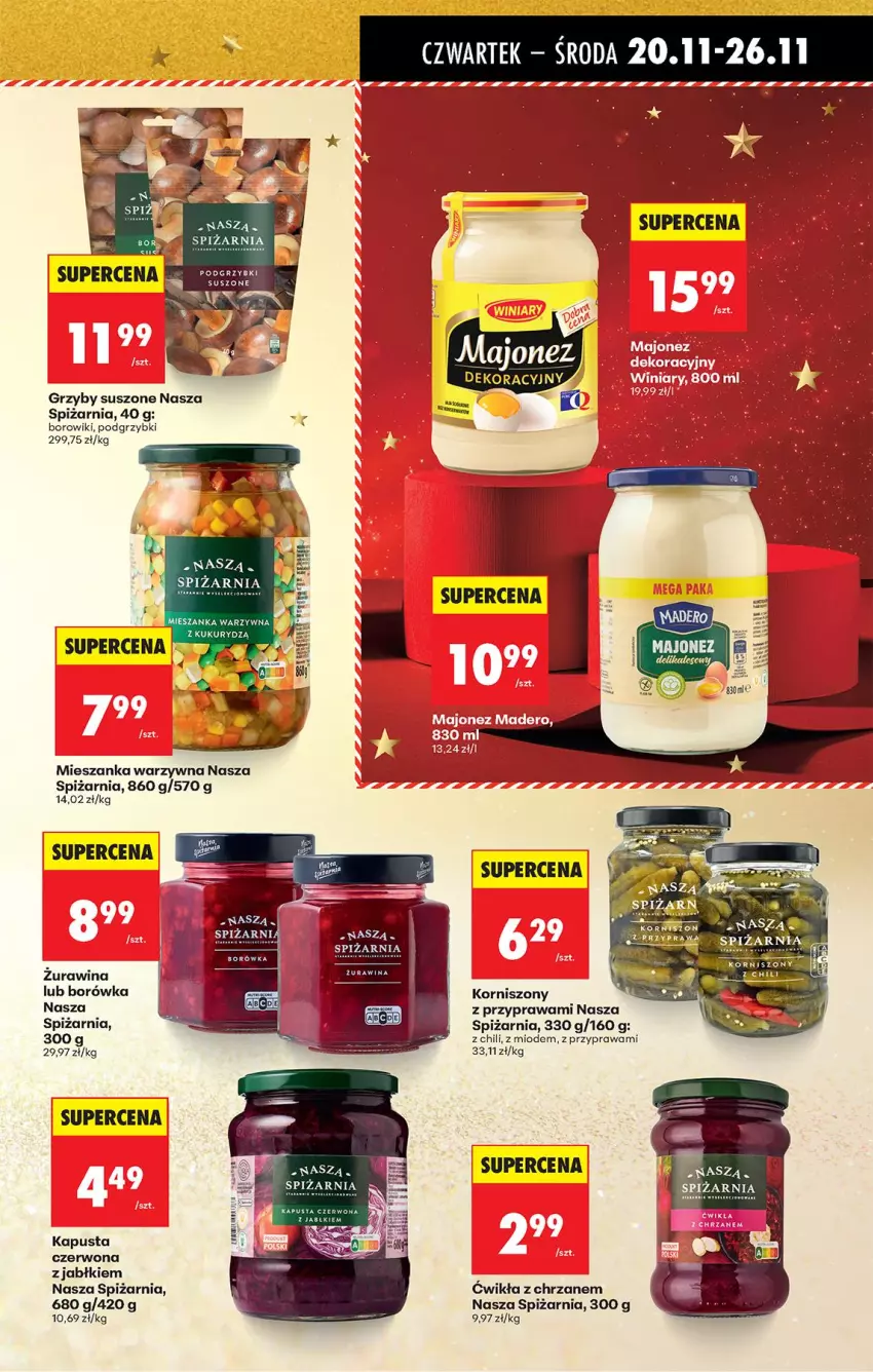 Gazetka promocyjna Biedronka - Od Czwartku - ważna 20.11 do 26.11.2025 - strona 39 - produkty: Borowiki, Borówka, Chrzan, Grzyby, Korniszony, Majonez, Mieszanka warzyw, Podgrzybki