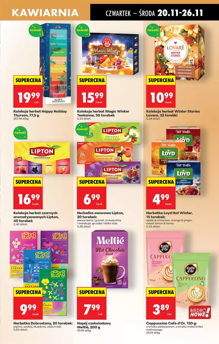 Gazetka promocyjna Biedronka - Od Czwartku - ważna 20.11 do 26.11.2025 - strona 61 - produkty: Cappuccino, Dzika róża, Gin, Gra, Granat, Lipton, Loyd, Makaron, Napój, Owoce, Por, Róża, Teekanne