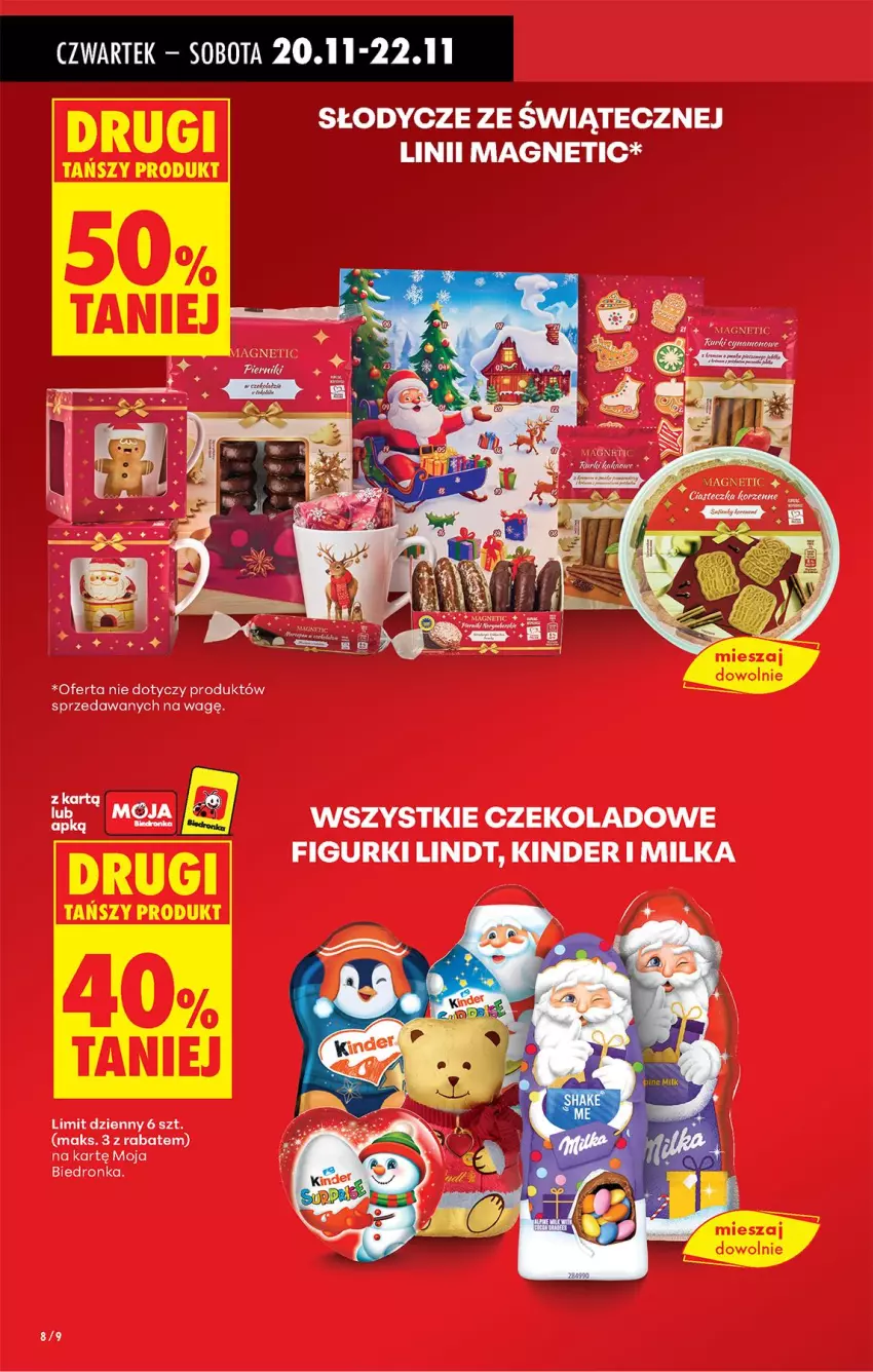 Gazetka promocyjna Biedronka - Od Czwartku - ważna 20.11 do 26.11.2025 - strona 8 - produkty: Kinder, Lindt, Milka