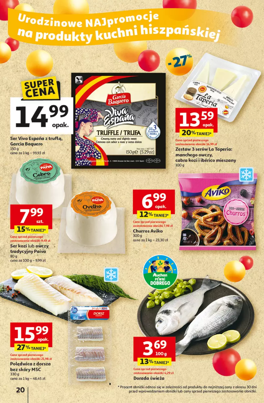 Gazetka promocyjna Auchan - Te URODZINY są NAJ Hipermarket - ważna 08.05 do 14.05.2025 - strona 22 - produkty: Dorsz, Fa, Polędwica, Ser, Ser kozi