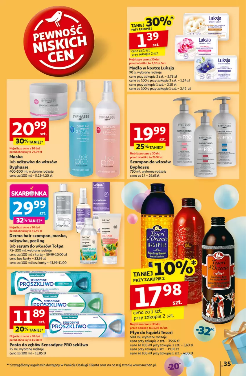 Gazetka promocyjna Auchan - Te URODZINY są NAJ Hipermarket - ważna 08.05 do 14.05.2025 - strona 37 - produkty: Luksja, Maska, Mydło, Odżywka, Pasta do zębów, Peeling, Płyn do kąpieli, Rum, Sensodyne, Ser, Serum, Serum do włosów, Szampon, Tołpa