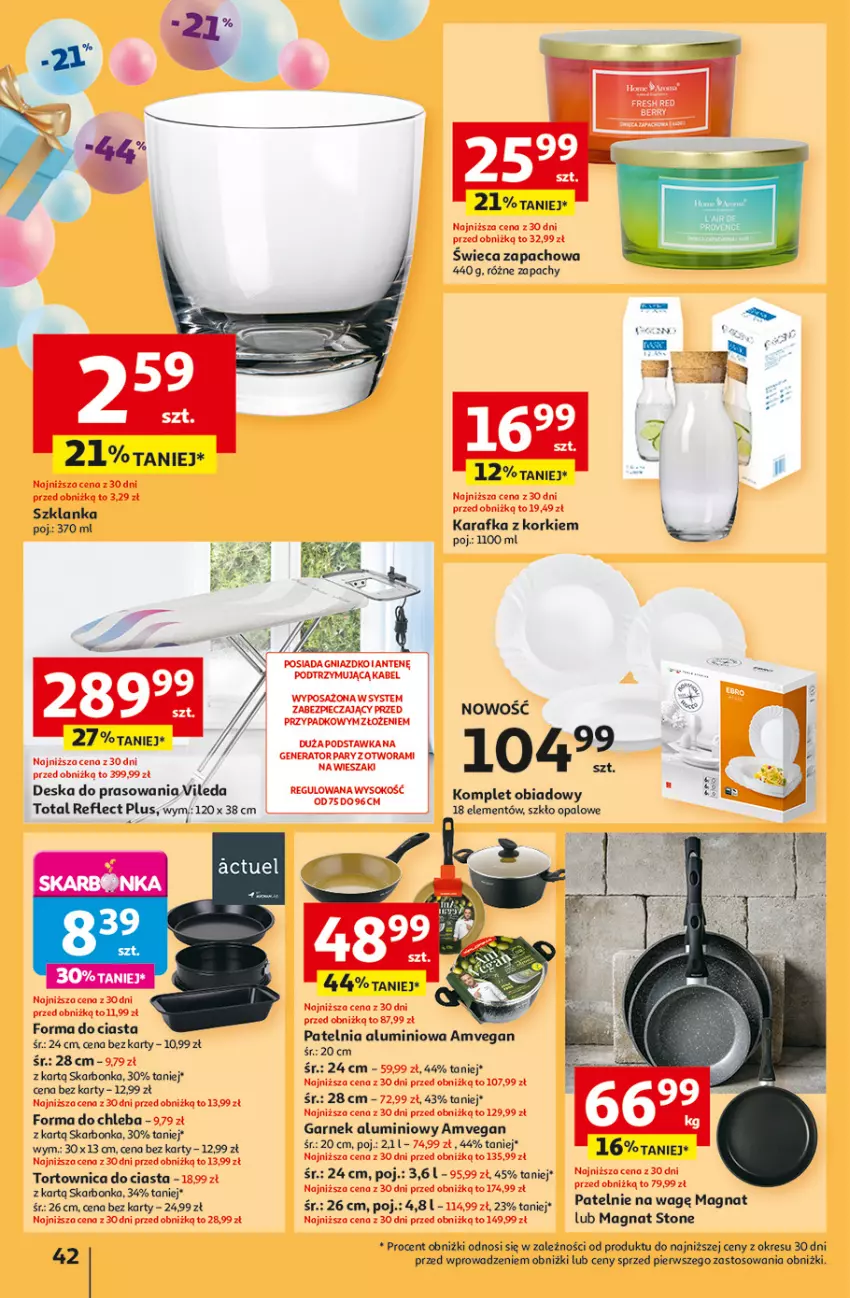 Gazetka promocyjna Auchan - Te URODZINY są NAJ Hipermarket - ważna 08.05 do 14.05.2025 - strona 46 - produkty: Chleb, Deska do prasowania, Generator pary, Karafka, Komplet obiadowy, Patelnia, Piec, Sok, Szklanka, Tortownica, Vileda