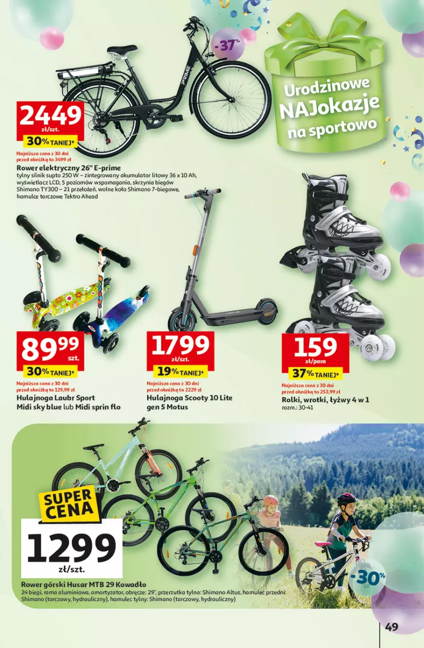 Gazetka promocyjna Auchan - Te URODZINY są NAJ Hipermarket - ważna 08.05 do 14.05.2025 - strona 53 - produkty: Akumulator, Hulajnoga, Mule, Por, Rama, Rolki, Rower, Rower elektryczny, Sport, Wrotki