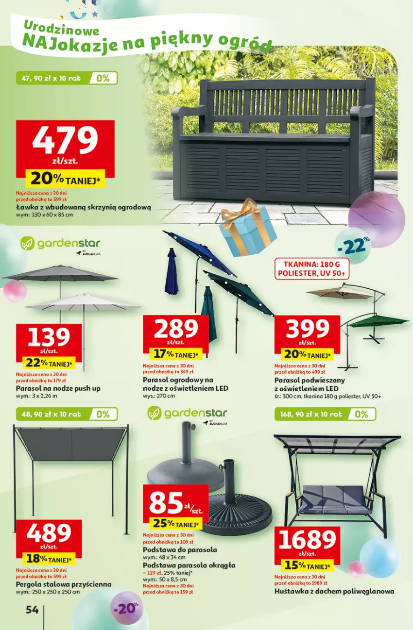 Gazetka promocyjna Auchan - Te URODZINY są NAJ Hipermarket - ważna 08.05 do 14.05.2025 - strona 58 - produkty: Huśtawka, Parasol
