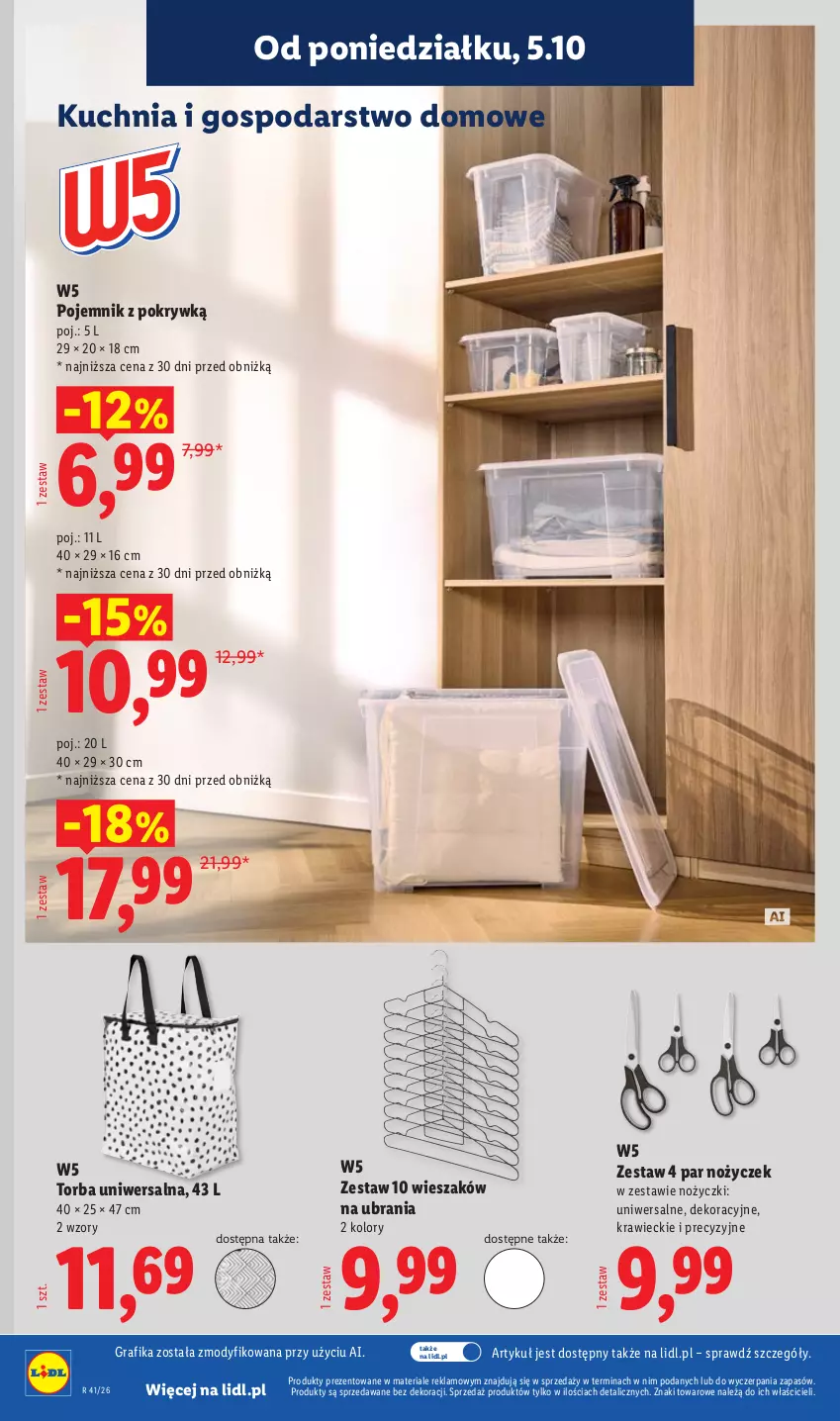 Gazetka promocyjna Lidl - Gazetka - ważna 05.10 do 10.10.2026 - strona 26 - produkty: Gra, Grafika, Kuchnia, Noż, Nożyczki, Pojemnik, Pojemnik z pokrywką, Torba, Ubrania, Wieszak