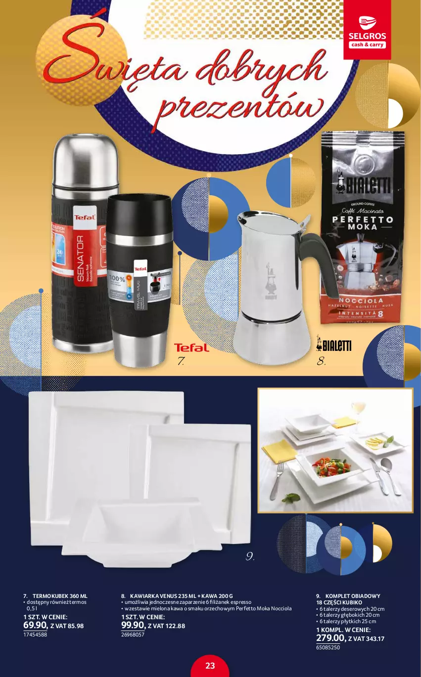 Gazetka promocyjna Selgros - Katalog Prezenty - ważna 02.12 do 15.12.2021 - strona 23 - produkty: Deser, Kawa, Kawiarka, Komplet obiadowy, Kubek, Ser, Talerz, Termos, Venus