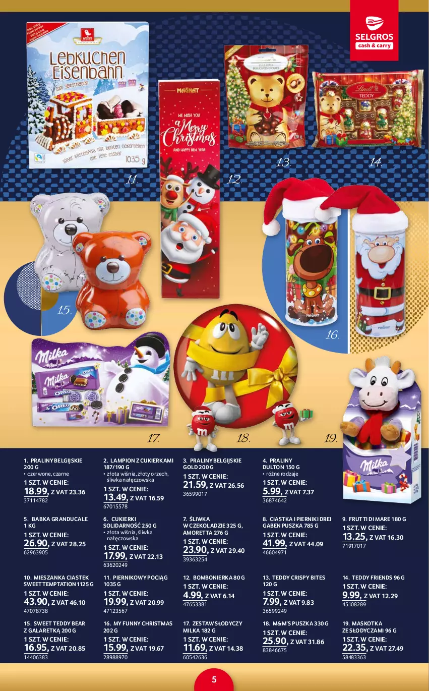 Gazetka promocyjna Selgros - Katalog Prezenty - ważna 02.12 do 15.12.2021 - strona 5 - produkty: Babka, Ciastka, Cukier, Cukierki, Gala, Gra, Lampion, LG, Milka, Piernik, Pociąg, Praliny, Stek