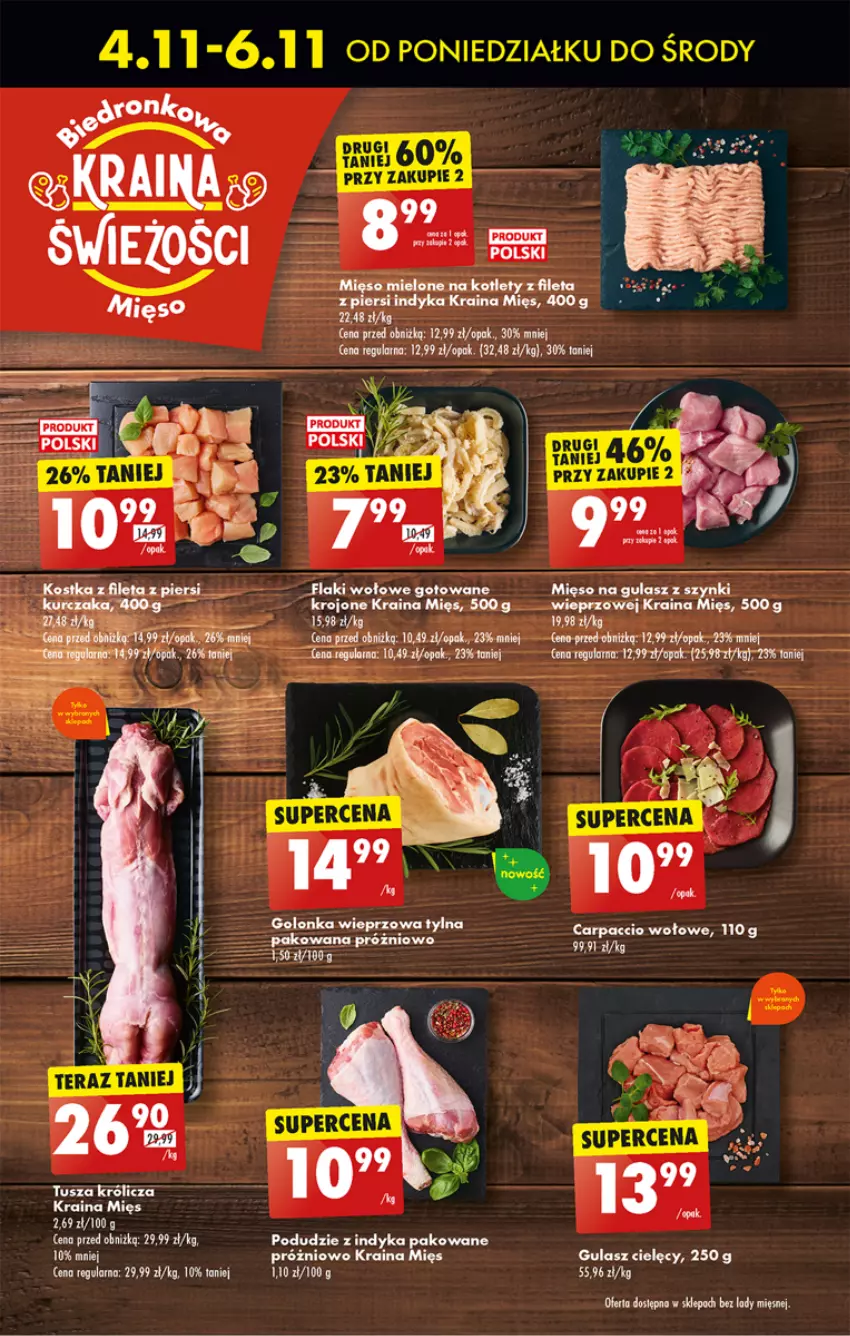 Gazetka promocyjna Biedronka - Od Poniedziałku - ważna 04.11 do 09.11.2024 - strona 20 - produkty: Carpaccio, Fa, Flaki, Flaki wołowe, Golonka wieprzowa, Kotlet, Mięso, Mięso mielone, Mięso na gulasz, Tusz