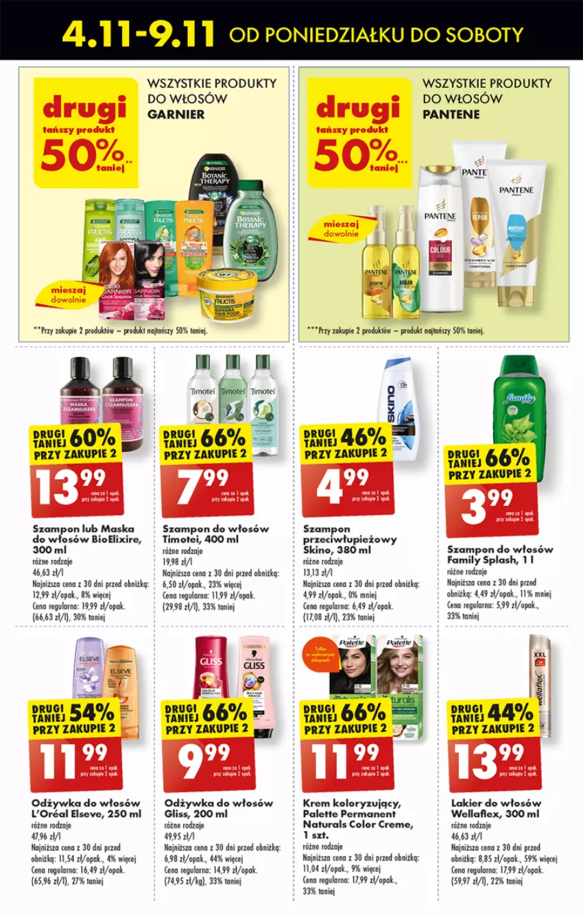 Gazetka promocyjna Biedronka - Od Poniedziałku - ważna 04.11 do 09.11.2024 - strona 57 - produkty: Ba!, Color Creme, Fa, Garnier, Lakier, Lakier do włosów, Maska, Maska do włosów, Odzywka do włosów, Palette, Pantene, Szampon, Wella