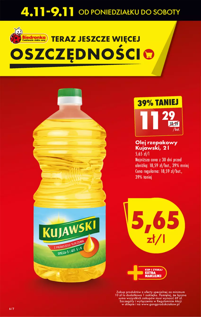 Gazetka promocyjna Biedronka - Od Poniedziałku - ważna 04.11 do 09.11.2024 - strona 6 - produkty: Klej, Kujawski, Mięta, Mus, Olej, Olej rzepakowy, Tera