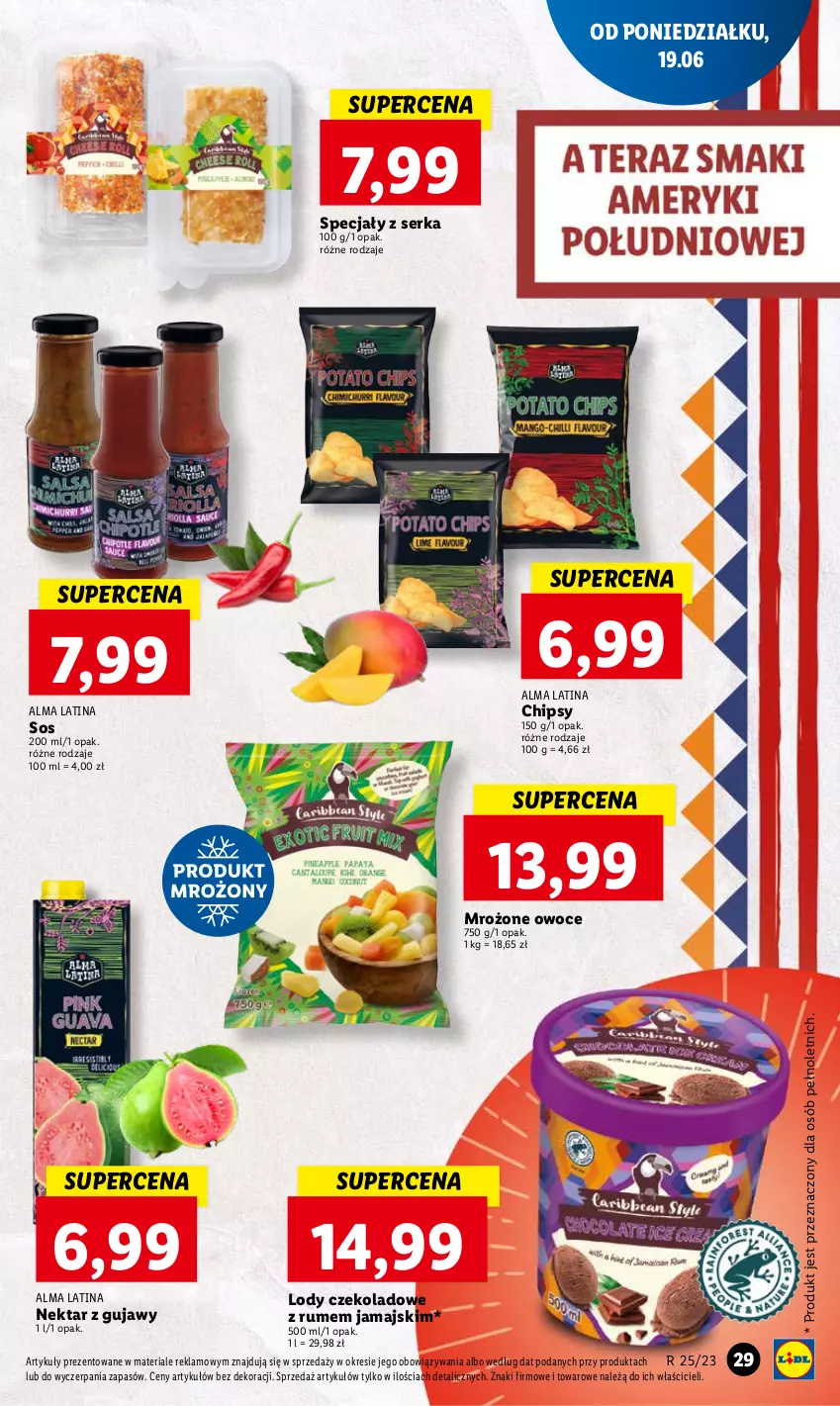 Gazetka promocyjna Lidl - GAZETKA - ważna 19.06 do 21.06.2023 - strona 37 - produkty: Chipsy, Lody, Nektar, Owoce, Rum, Ser, Sos