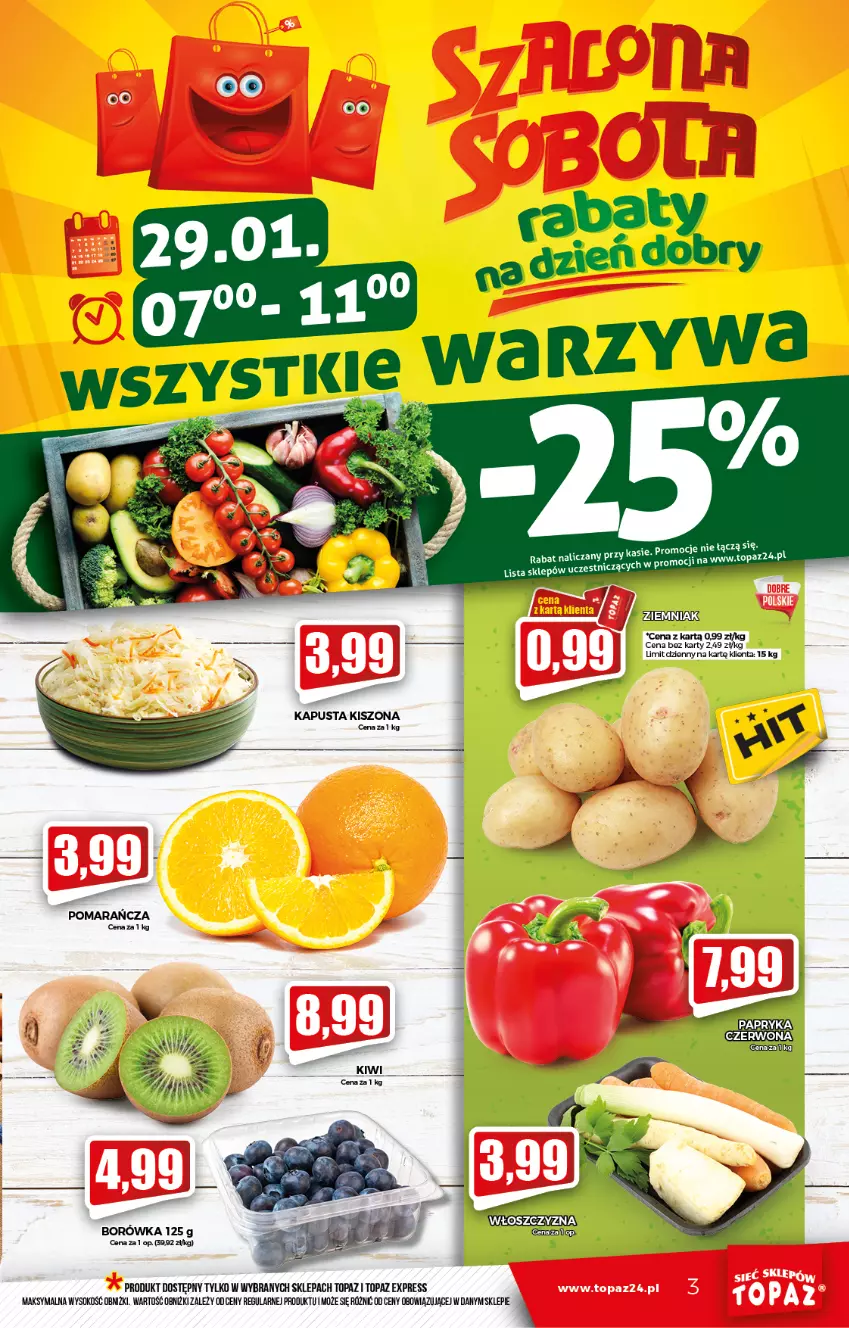 Gazetka promocyjna Topaz - Gazetka - ważna 27.01 do 02.02.2022 - strona 3 - produkty: Borówka, Kiwi, Sok, Top