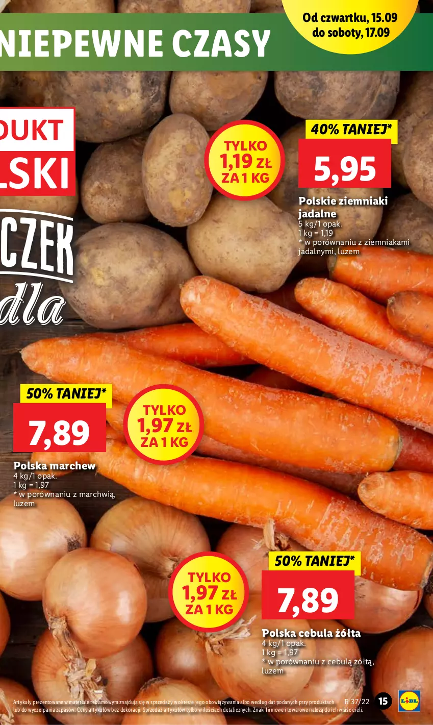 Gazetka promocyjna Lidl - GAZETKA - ważna 15.09 do 17.09.2022 - strona 15 - produkty: Cebula, Por, Ziemniaki