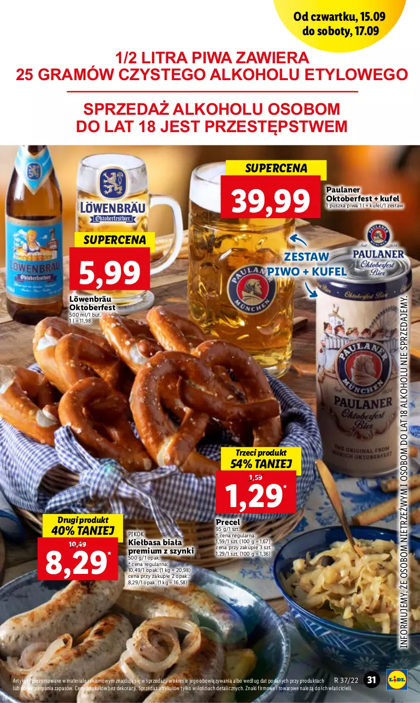 Gazetka promocyjna Lidl - GAZETKA - ważna 15.09 do 17.09.2022 - strona 31 - produkty: Gra, Kiełbasa, Kiełbasa biała, PIKOK, Piwa, Piwo