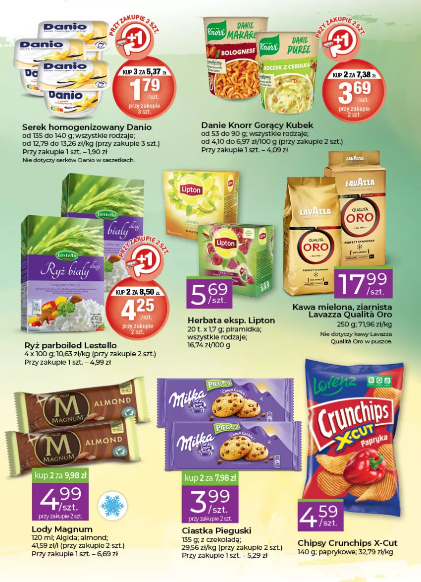 Gazetka promocyjna Stokrotka - Stokrotka Express - ważna 23.06 do 29.06.2022 - strona 3 - produkty: Algida, Chipsy, Crunchips, Danio, Herbata, Kawa, Knorr, Kubek, Lavazza, LG, Lipton, Ryż, Ryż parboiled, Ser, Serek, Serek homogenizowany