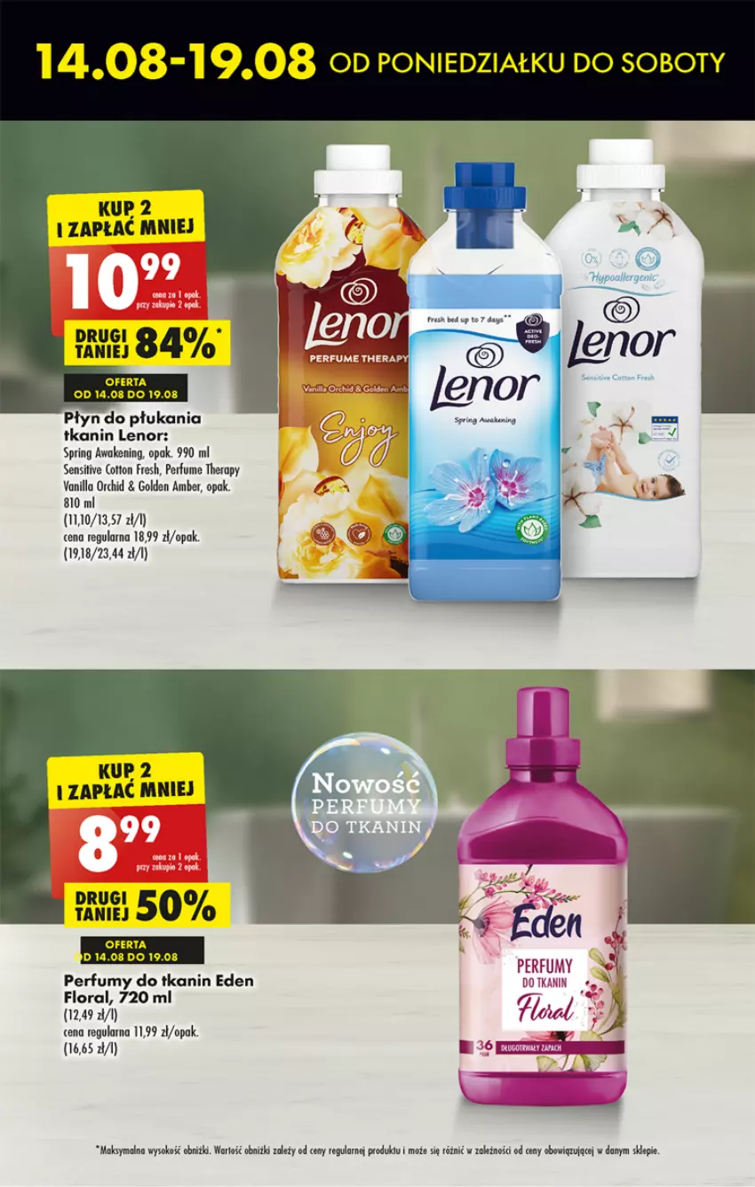 Gazetka promocyjna Biedronka - Od poniedzialku - ważna 14.08 do 19.08.2023 - strona 48 - produkty: Flora, Lenor, Perfum, Płyn do płukania, Sok